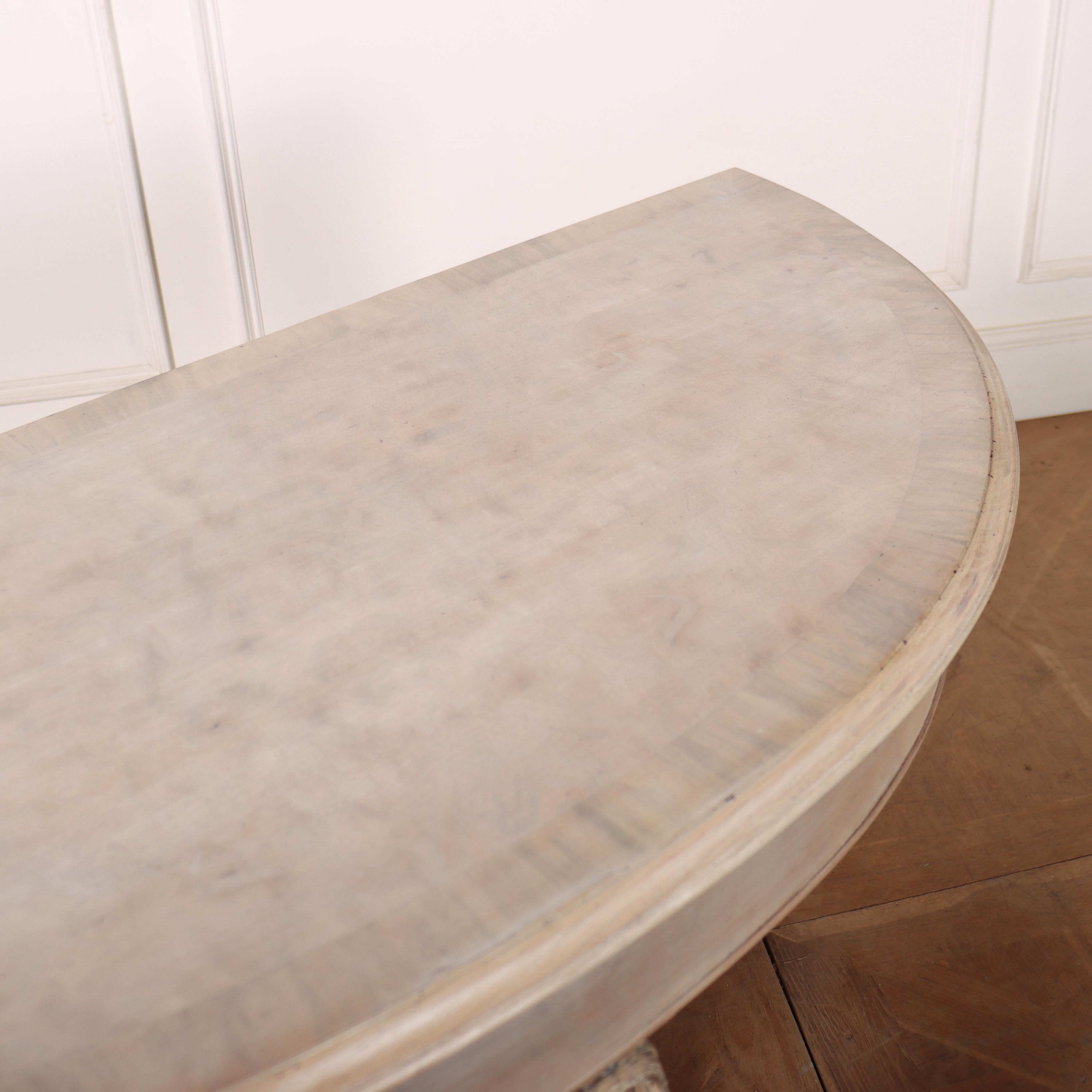 Bleached Walnut Demi Lune Console For Sale 2