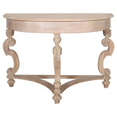 Console Demi Lune en noyer blanchi
