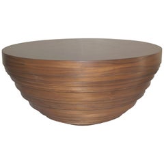 Bleached Walnut Drum Coffee Table