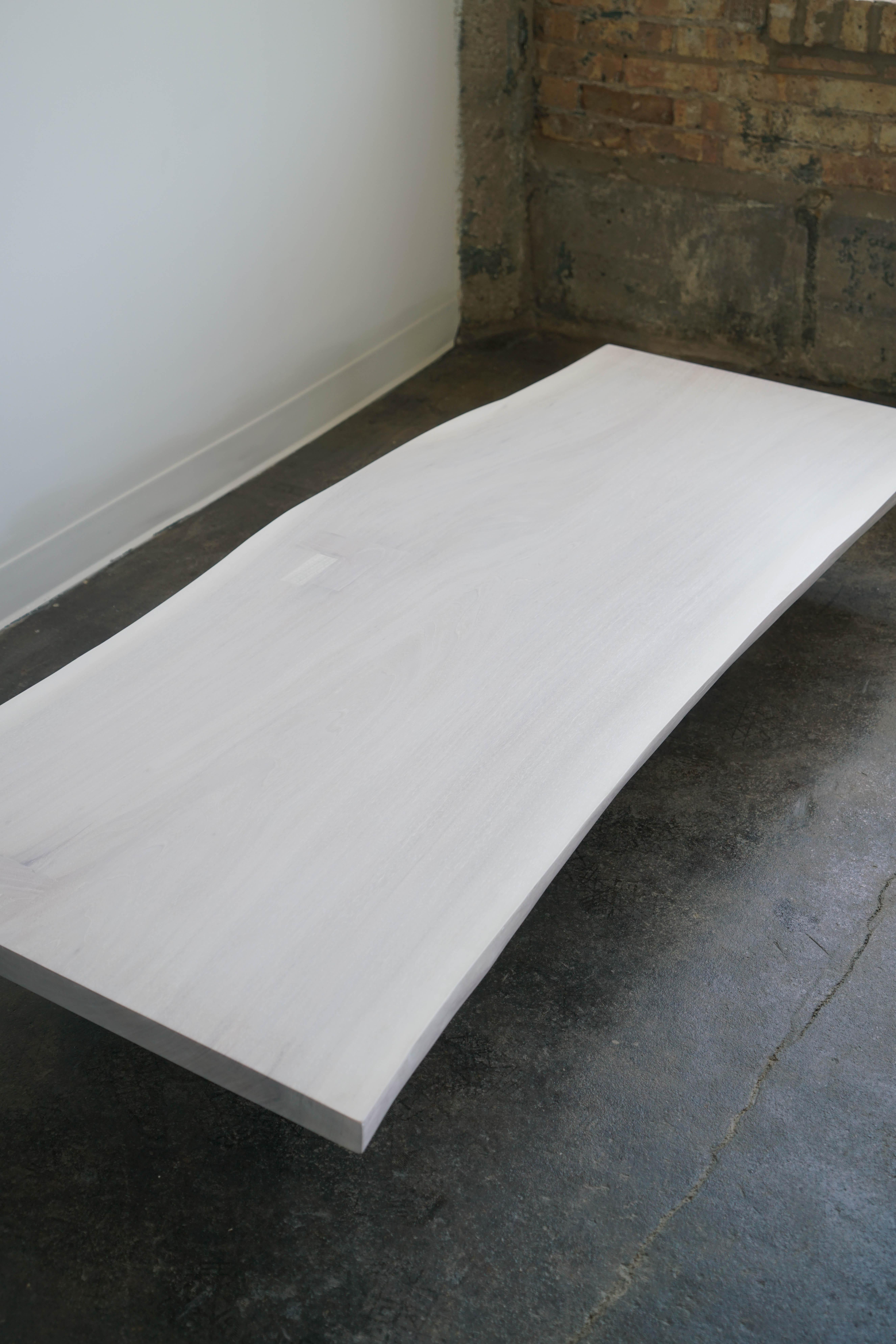 Bleached Walnut Live-Edge Slab Coffee Table by Last Workshop, organic modern In New Condition For Sale In Chicago, IL