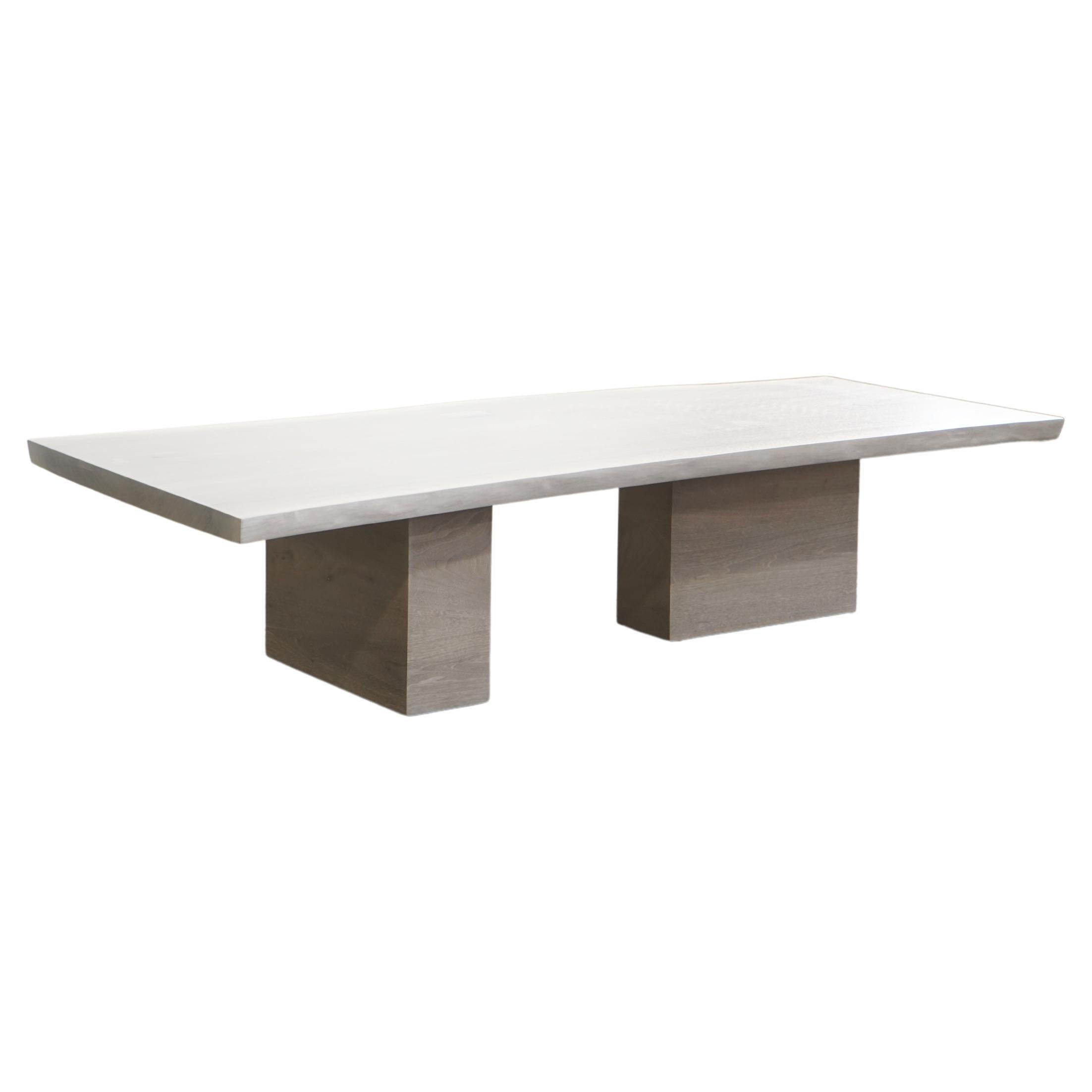 Table basse en noyer blanchi à bords vifs par The Modern Workshop, organic modern