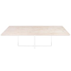 Bleached Walnut Rectangular Dining Table with Lucite Criss Cross Base