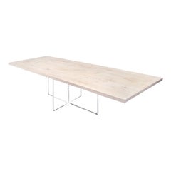 Bleached Walnut Rectangular Dining Table with Lucite Criss Cross Base