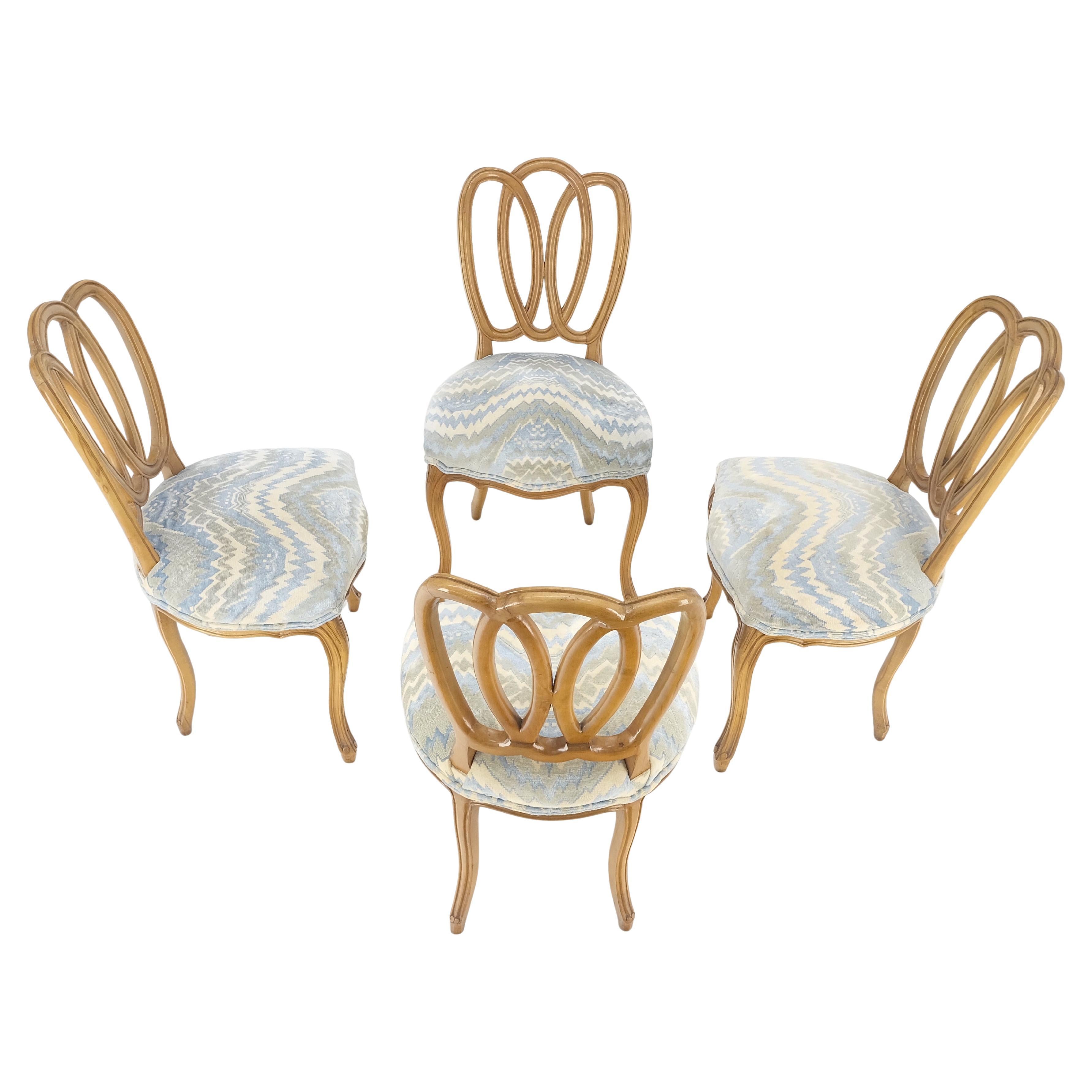 Noce sbiancato Tripple Oval Pretzel Back 4 French Provincial Dining Chairs NICE