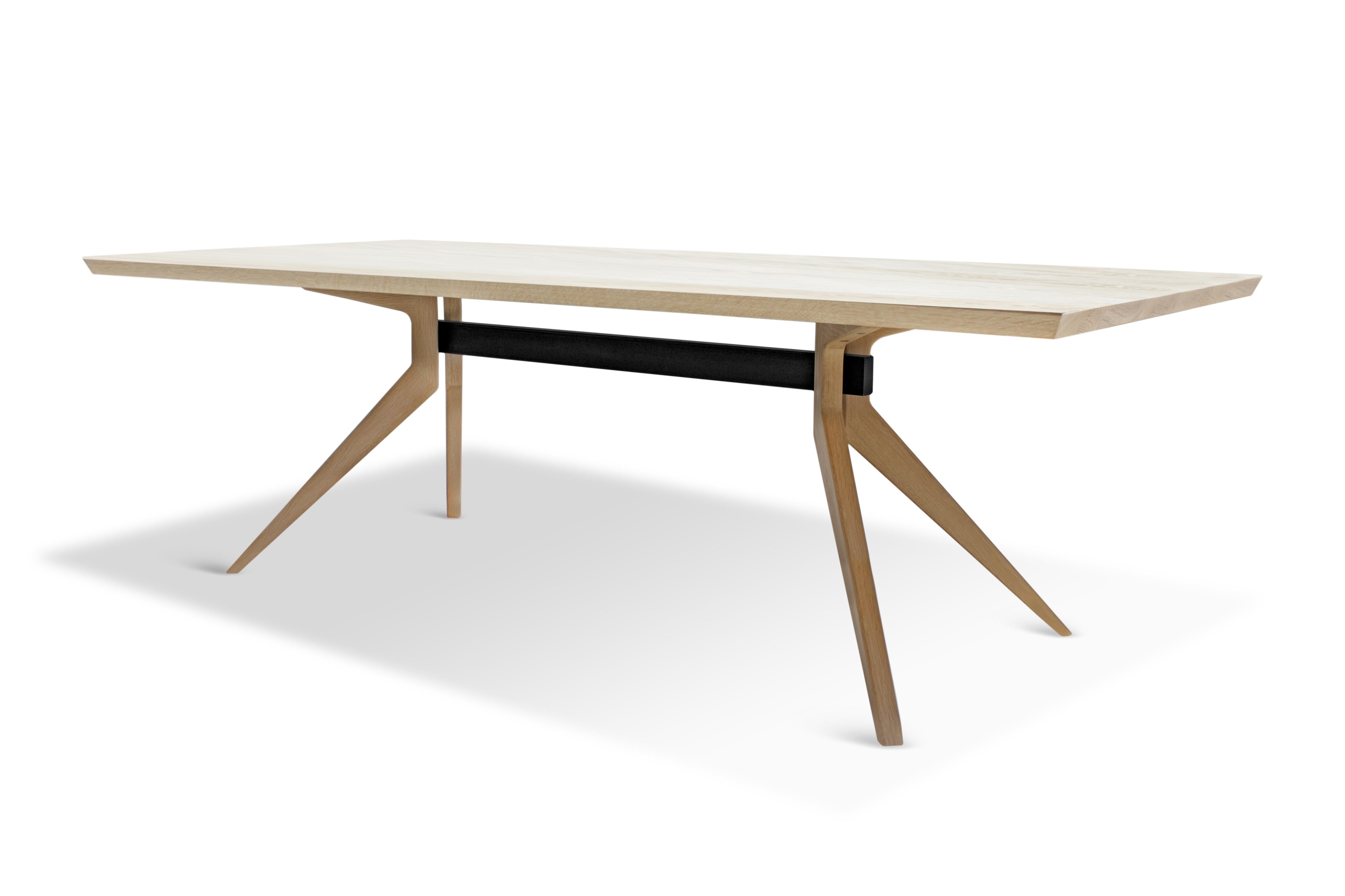 American Bleached White Oak Dutch Table with Blackened Steel by Mark Jupiter For Sale