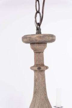 Bleached Wood and Iron Chandelier