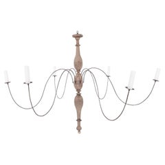 Bleached Wood and Iron Chandelier