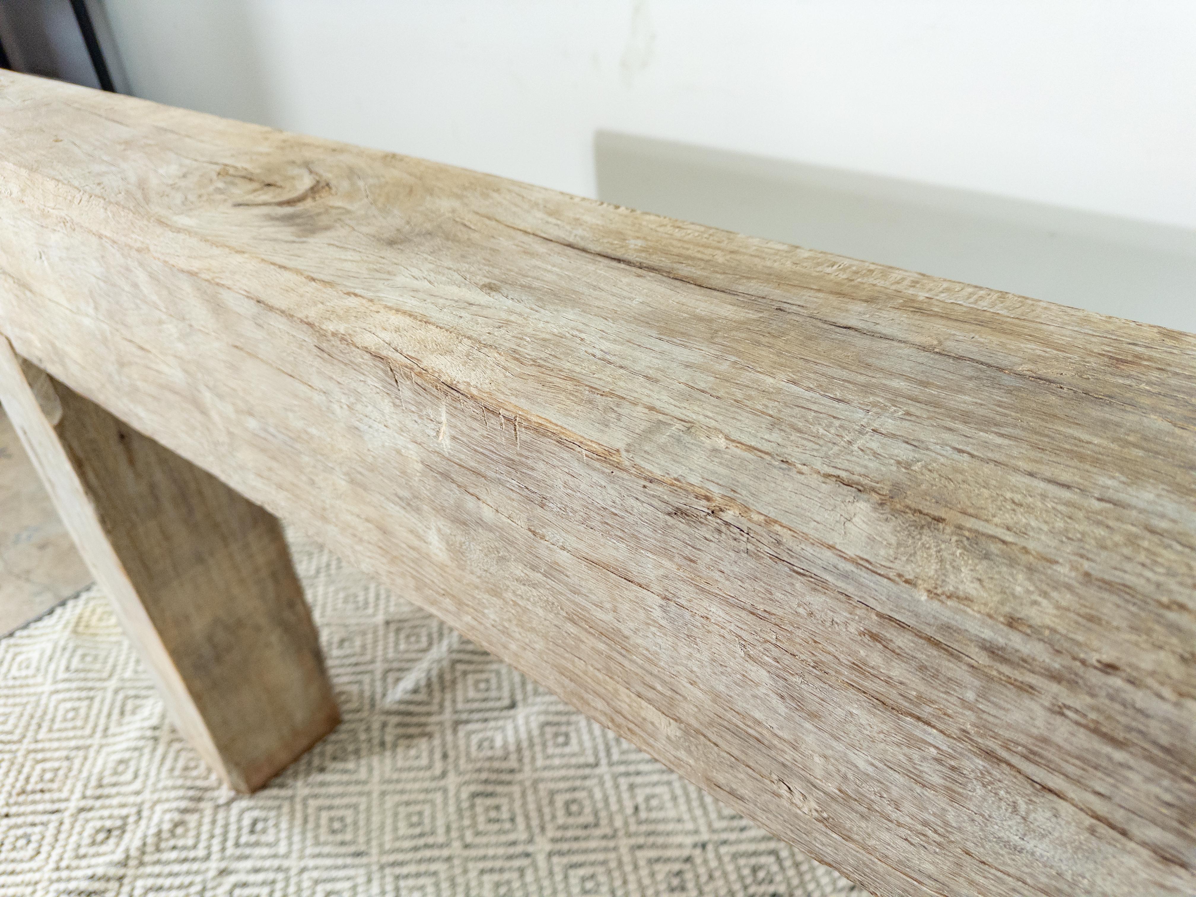 Bleached Wood Beam Console Table For Sale 7