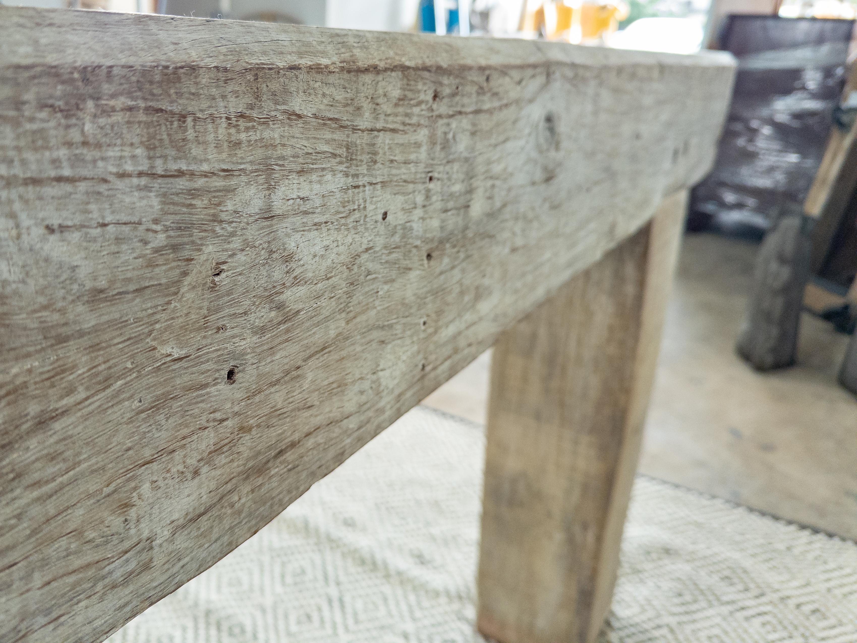 Bleached Wood Beam Console Table For Sale 8