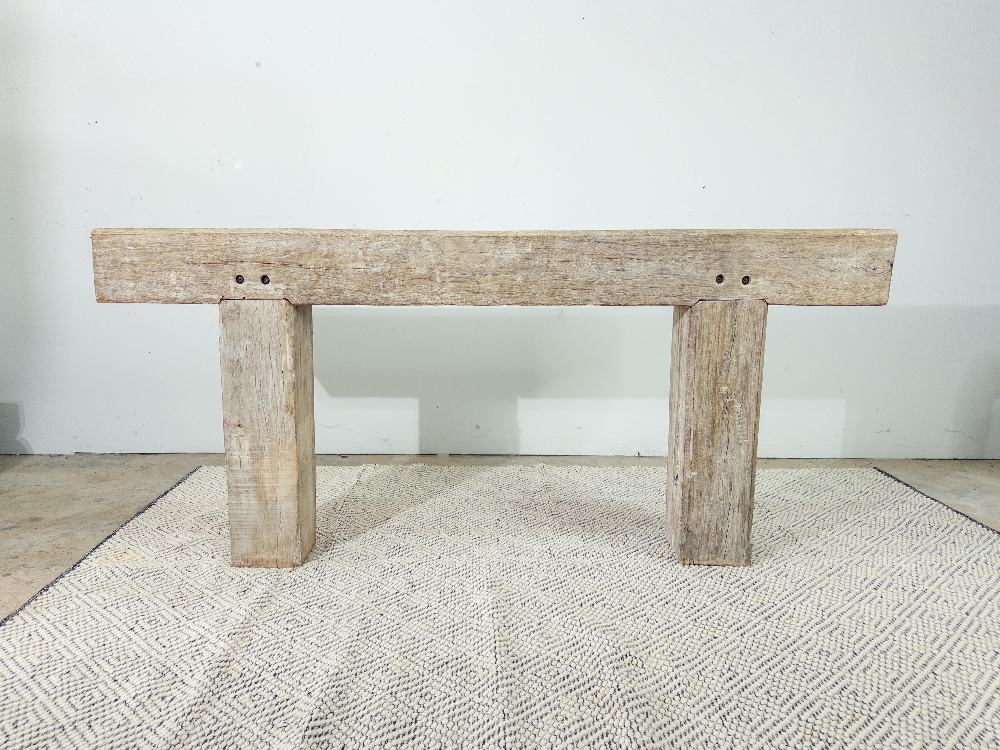 Rustique Table console à poutres en Wood Wood blanchi en vente