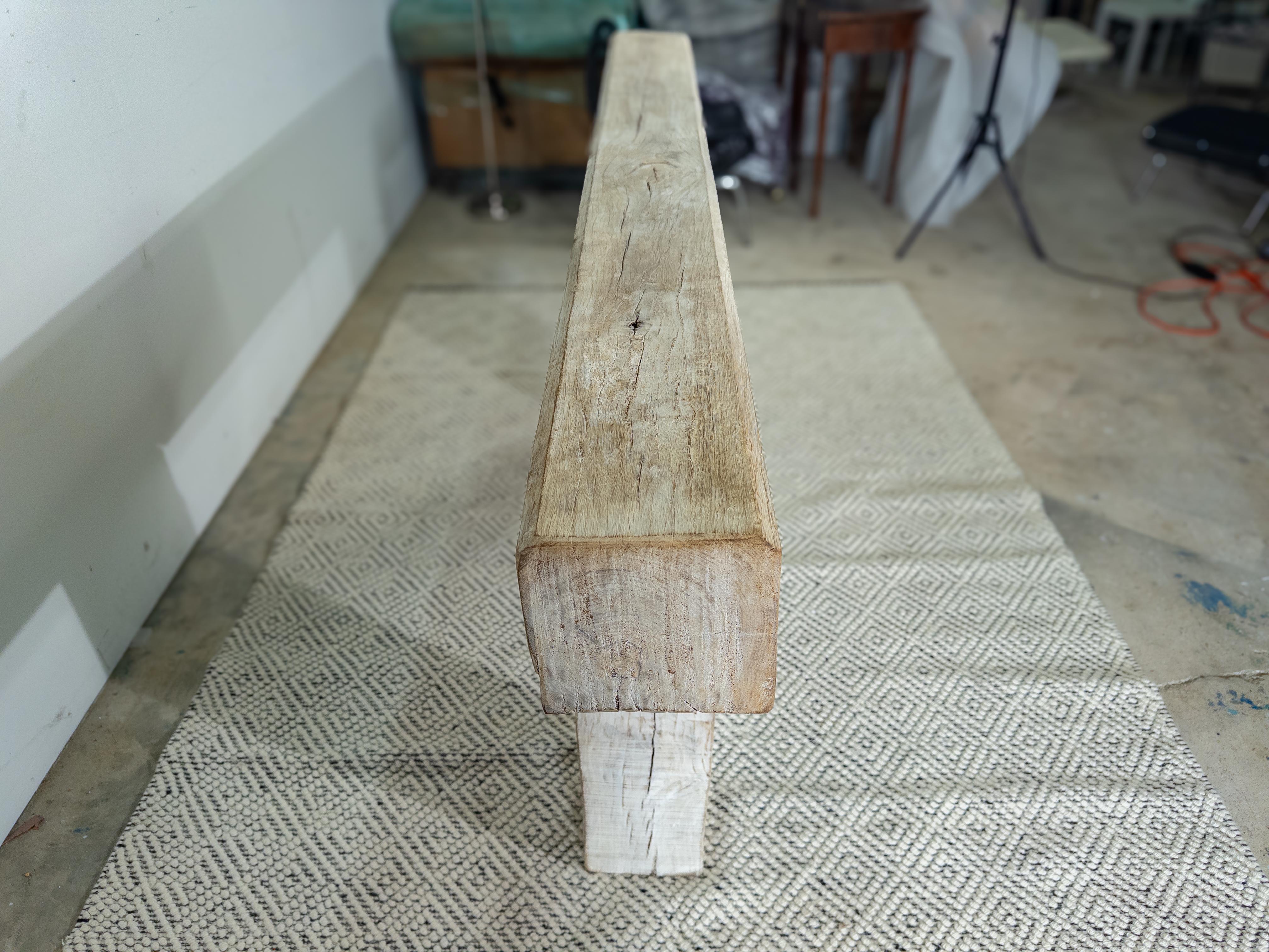 Bleached Wood Beam Console Table For Sale 2