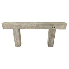 Used Bleached Wood Beam Console Table