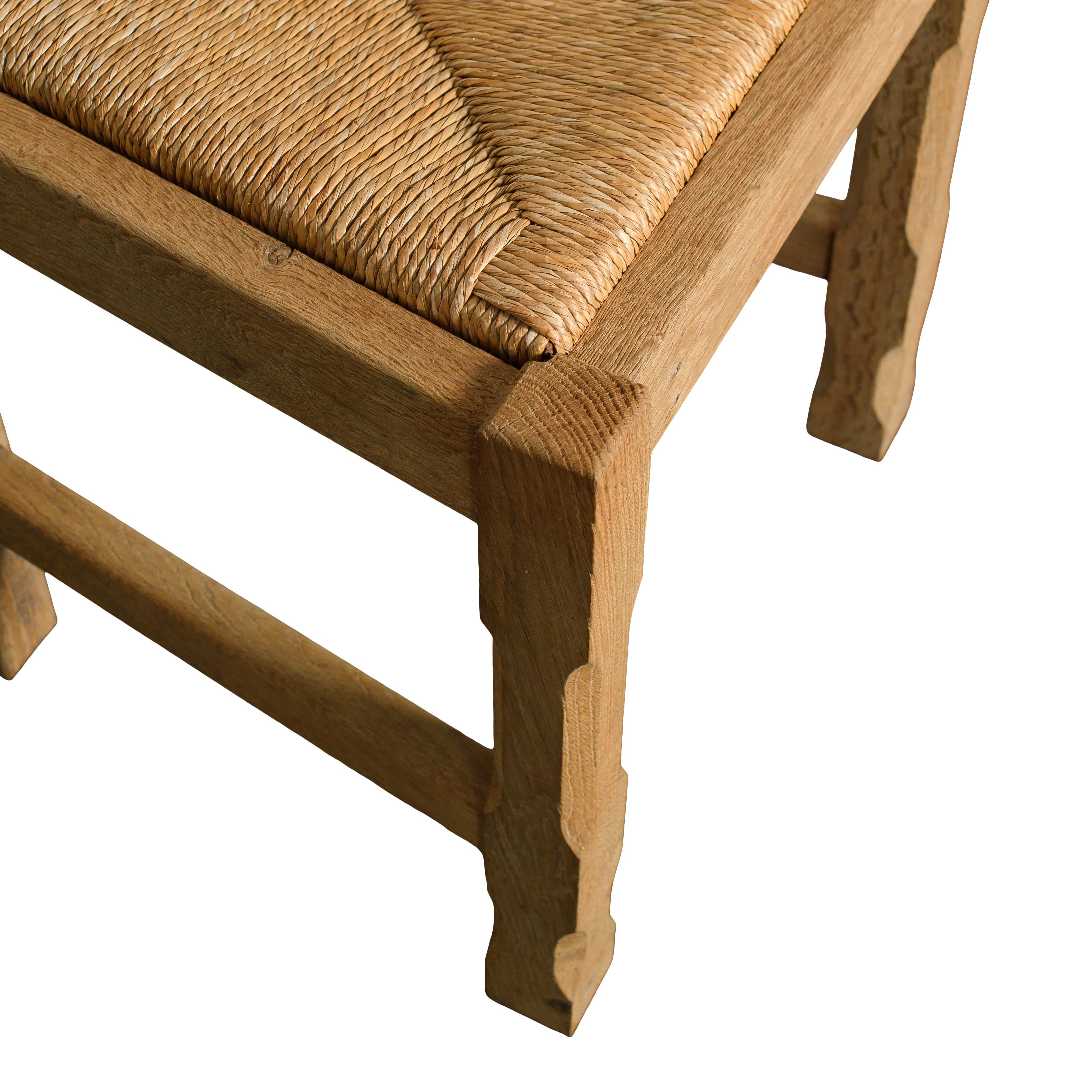 Esszimmerstühle aus gebleichter Holz mit natürlichen Binsensitzen - 6er-Set im Zustand „Gut“ im Angebot in Fullerton, CA