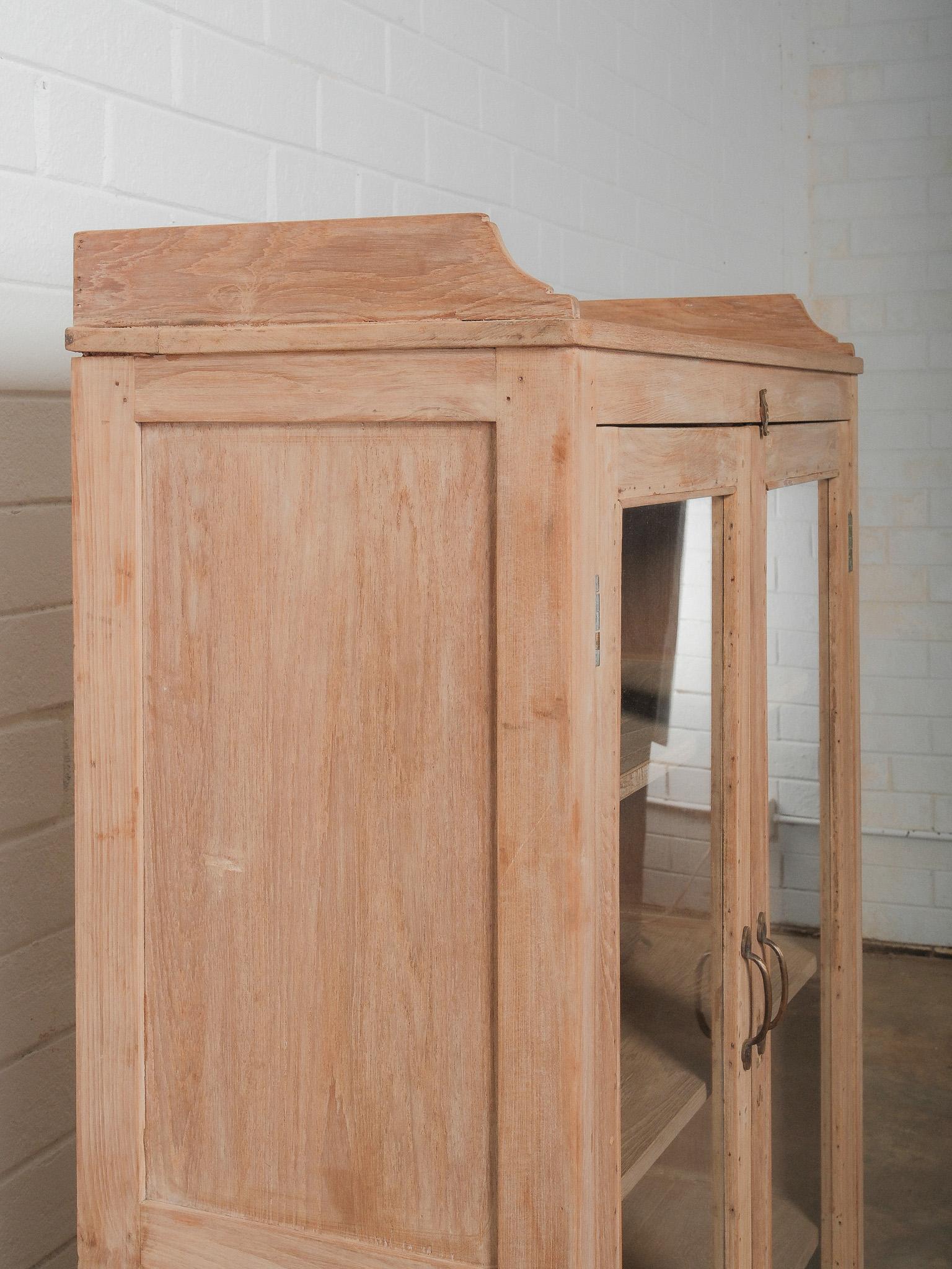 Bleached Wood Glass-Front Display Cabinet For Sale 5