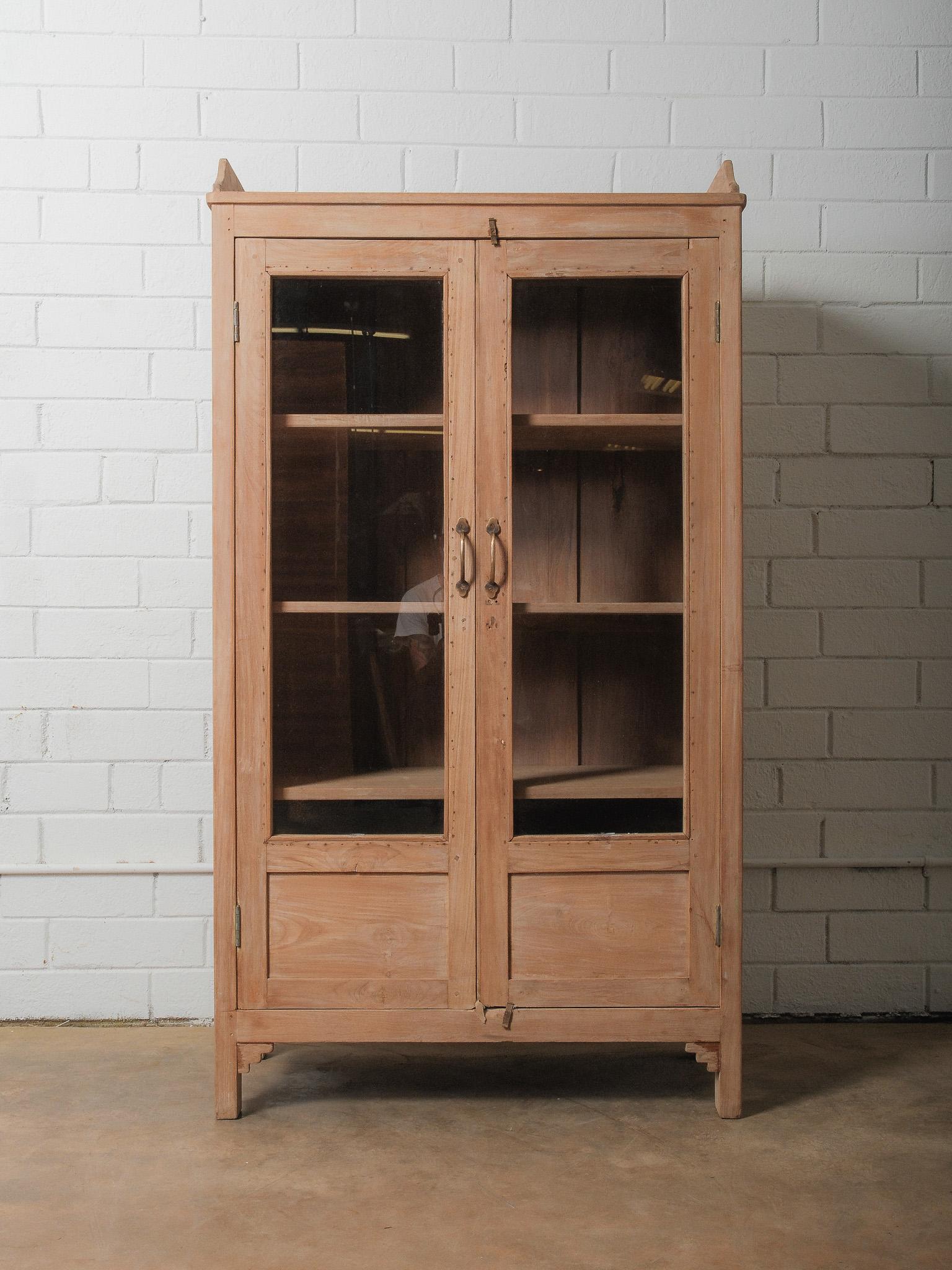 Bleached Wood Glass-Front Display Cabinet For Sale 1