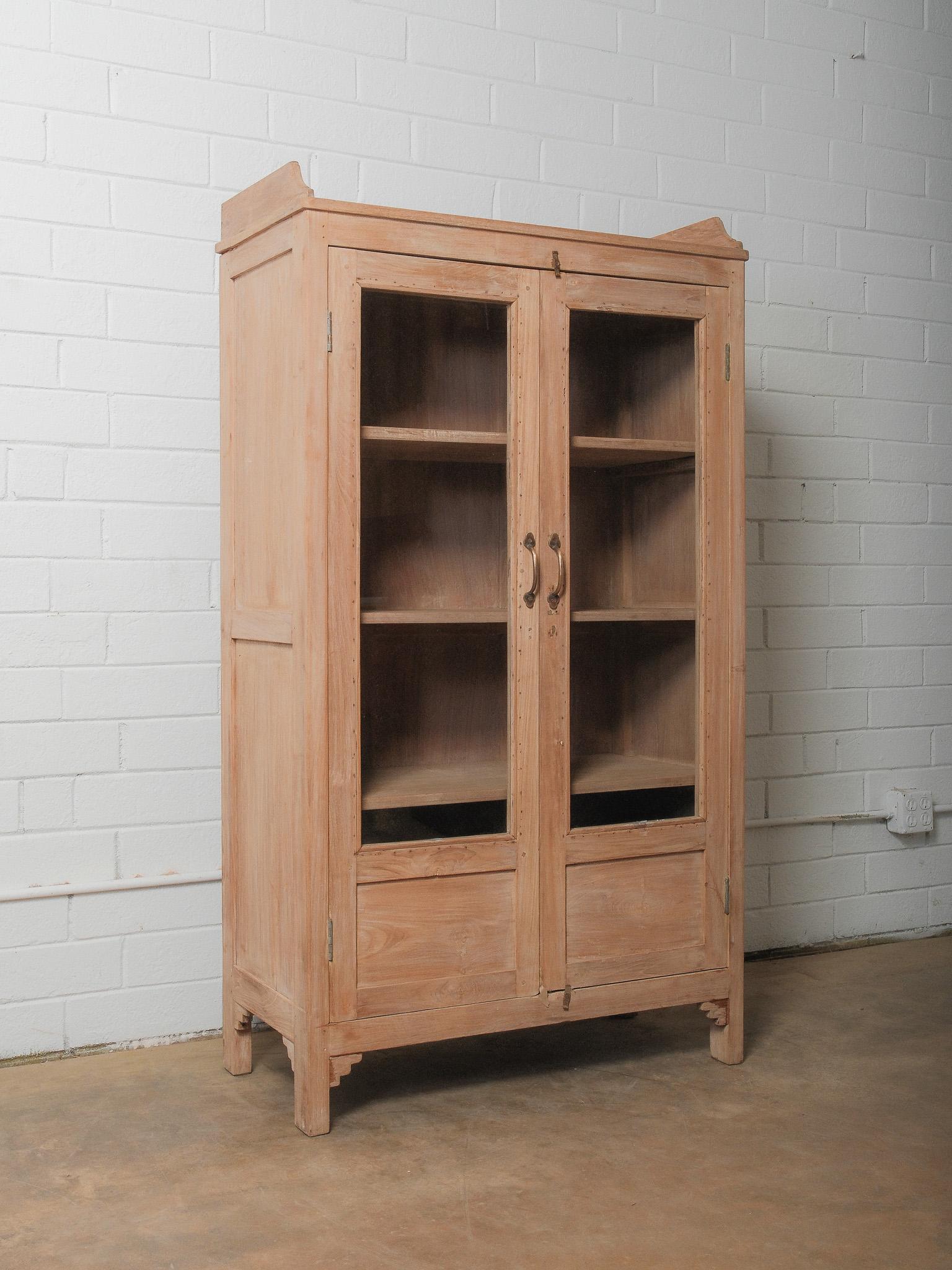 Bleached Wood Glass-Front Display Cabinet For Sale 2