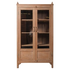 Bleached Wood Glass-Front Display Cabinet