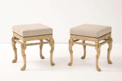 Bleached Wood Hoofed-Foot Ottomans
