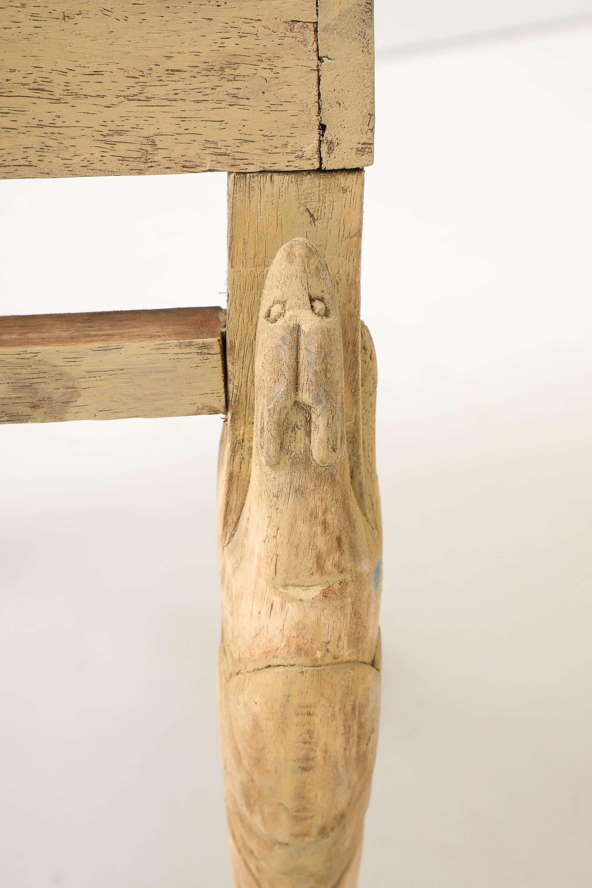 20th Century Bleached Wood Hoofed-Foot Ottomans For Sale