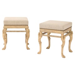 Bleached Wood Hoofed-Foot Ottomans