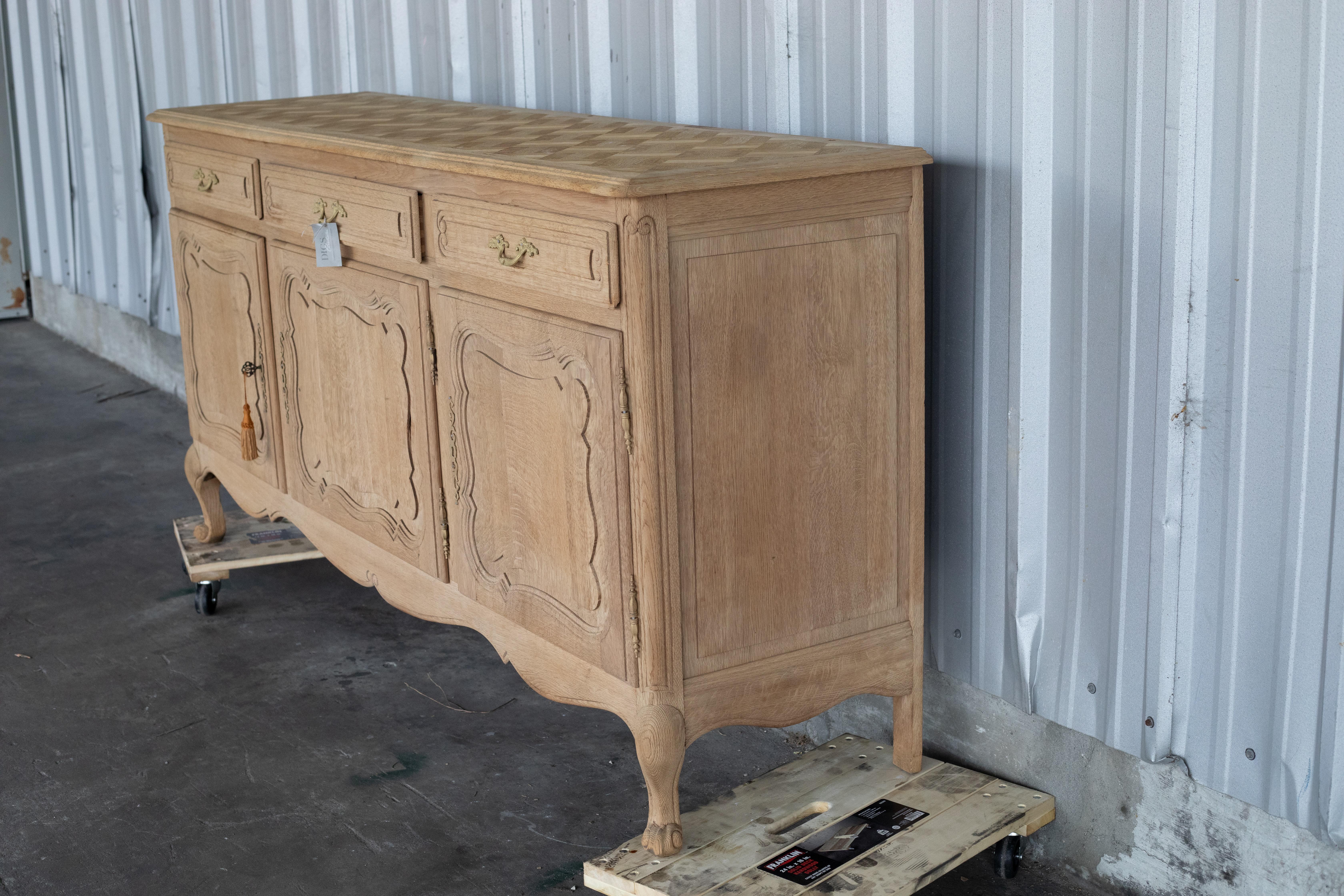 Bleached Wood Sideboard In Good Condition For Sale In North Charleston, SC