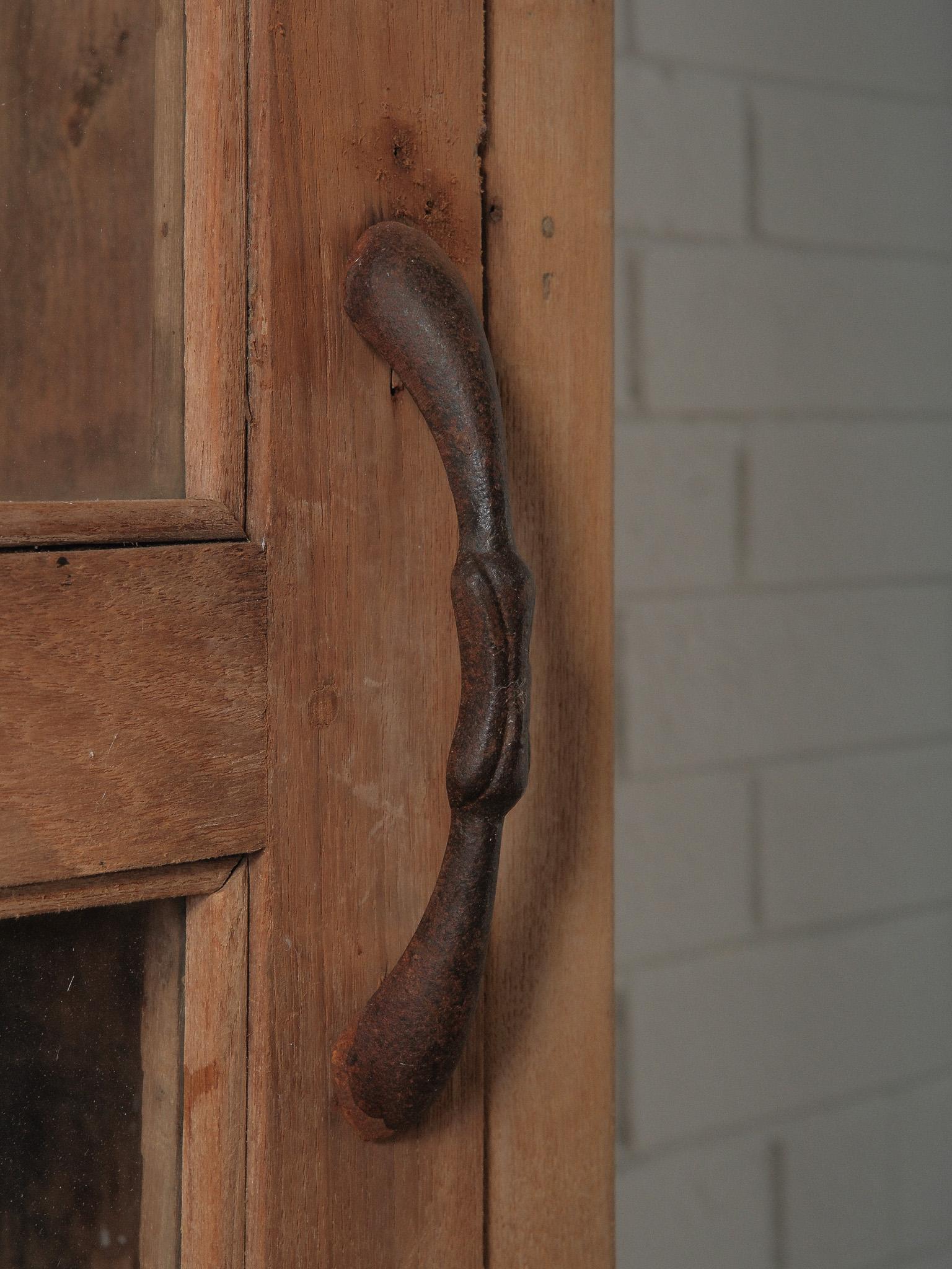 Bleached Wooden Glass-Front Cabinet with Sliding Doors en vente 3
