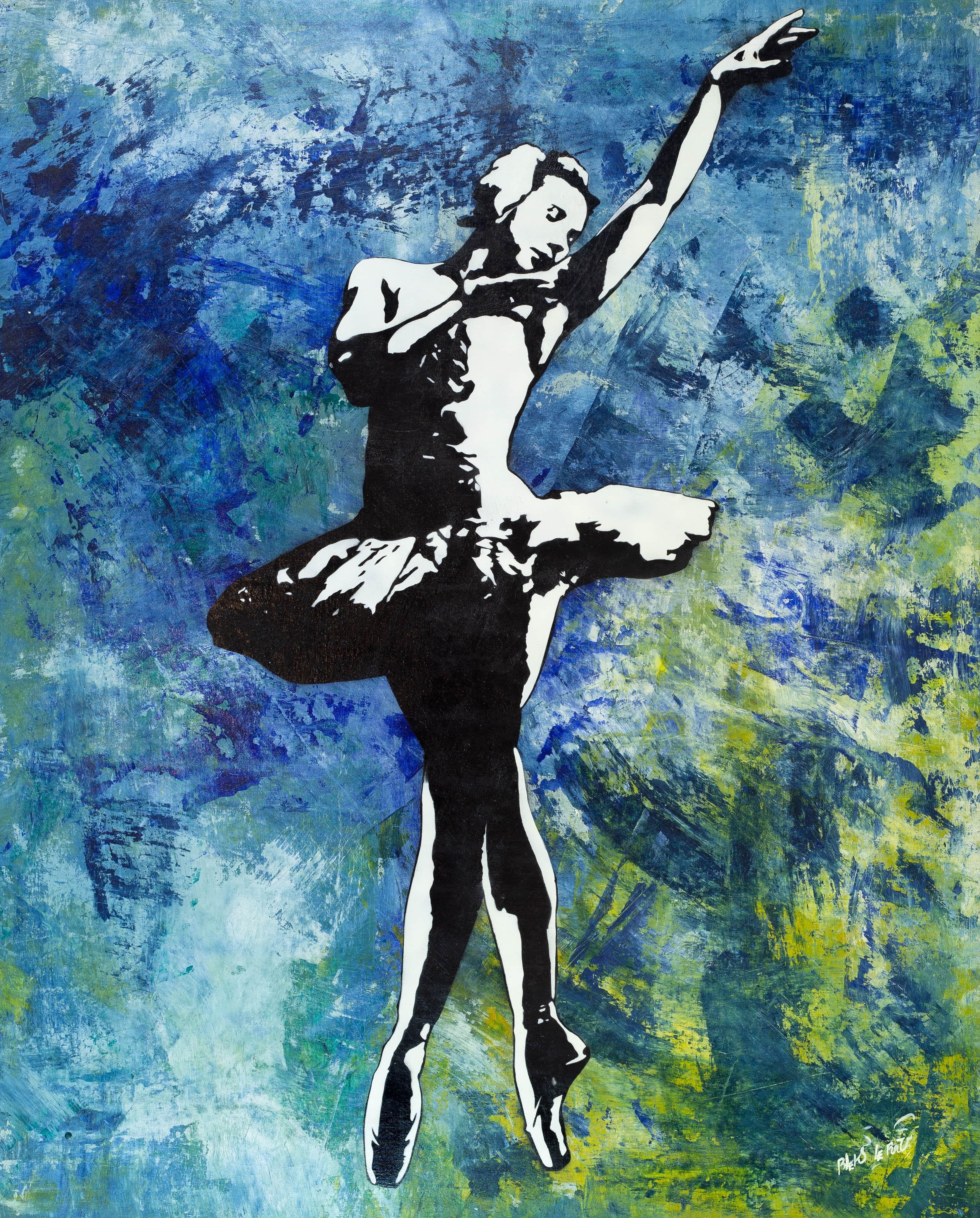 Danseuse Blau-Grün Danseuse (Streetart), Painting, von Blek Le Rat