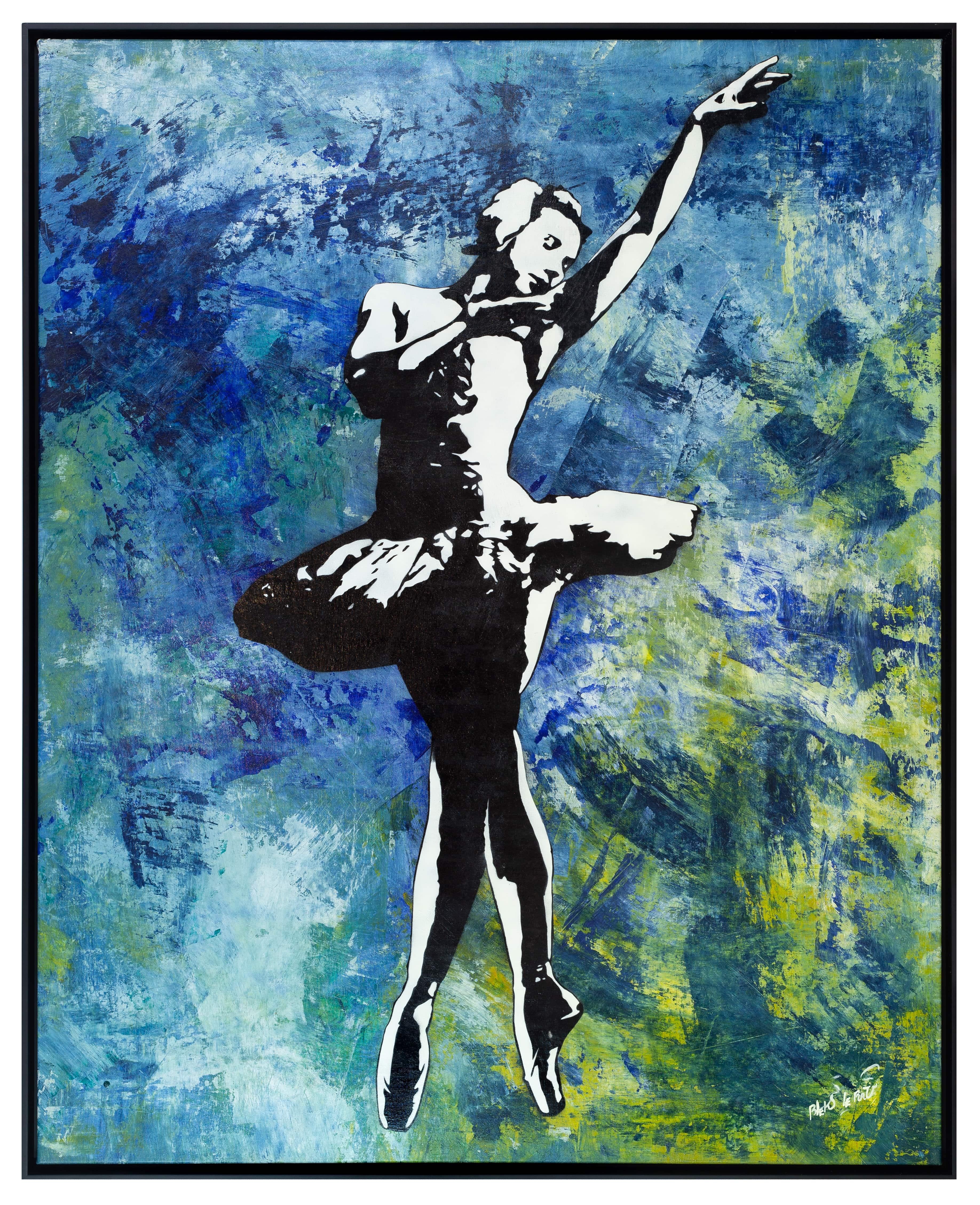 Danseuse Blau-Grün Danseuse – Painting von Blek Le Rat