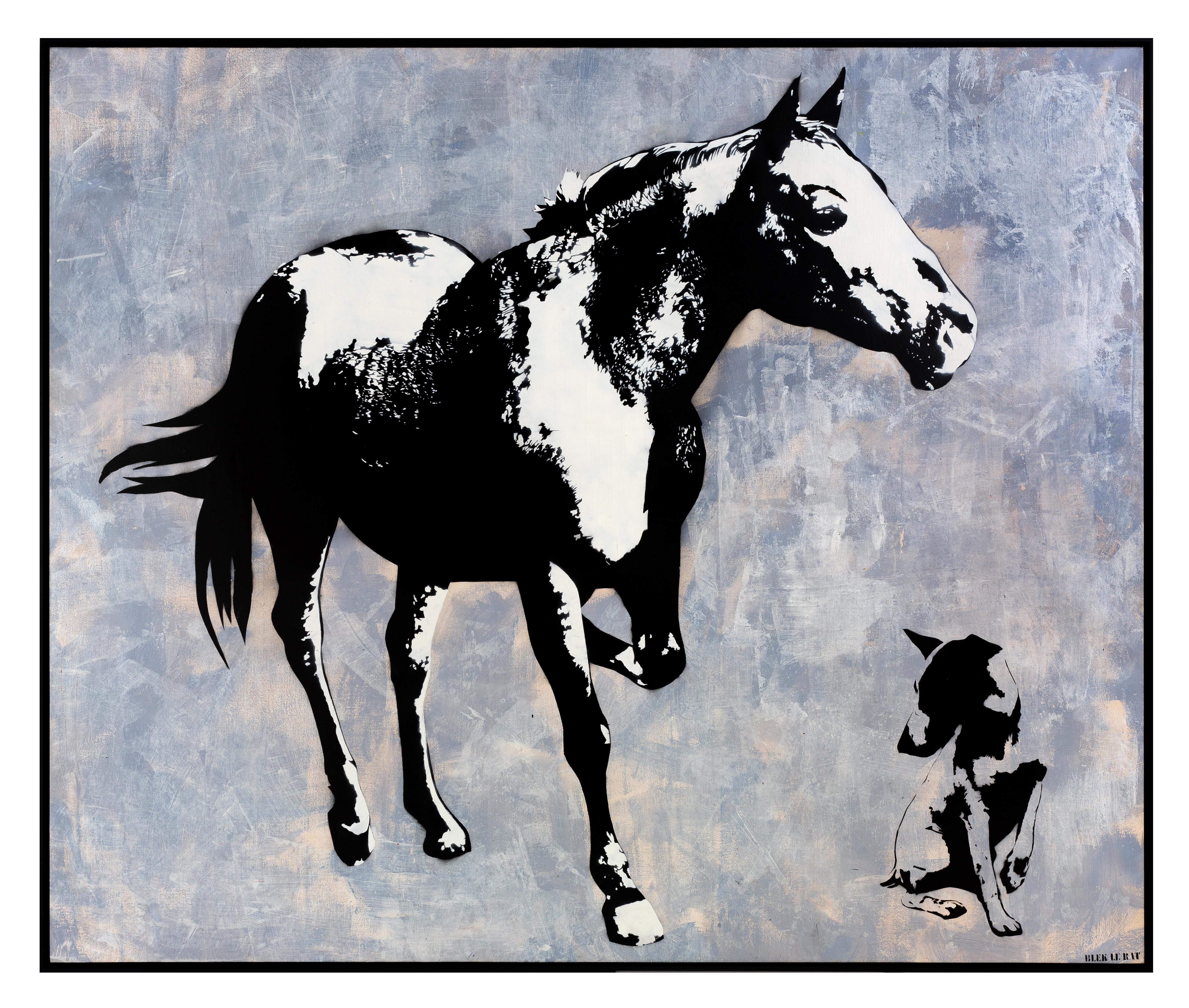 Dog & Pony Show - Painting by Blek Le Rat