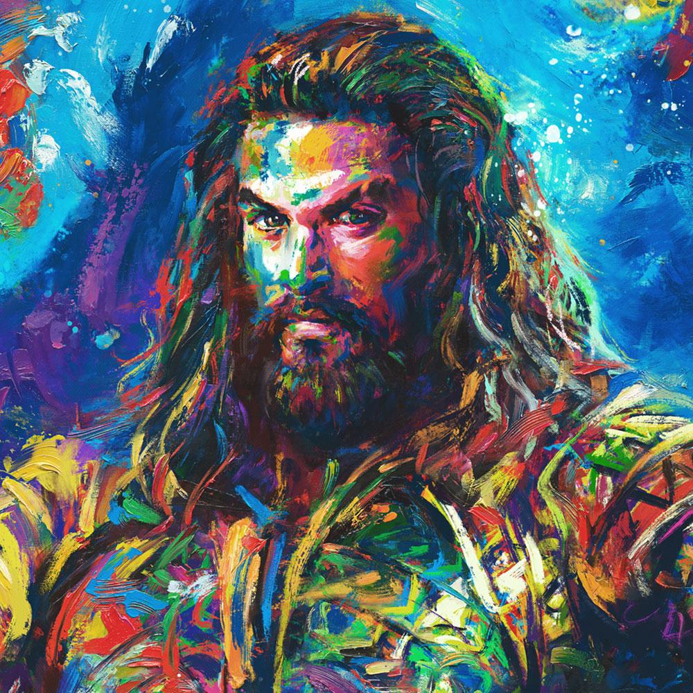 Aquaman - oil on canvas painting of Jason Momoa as 