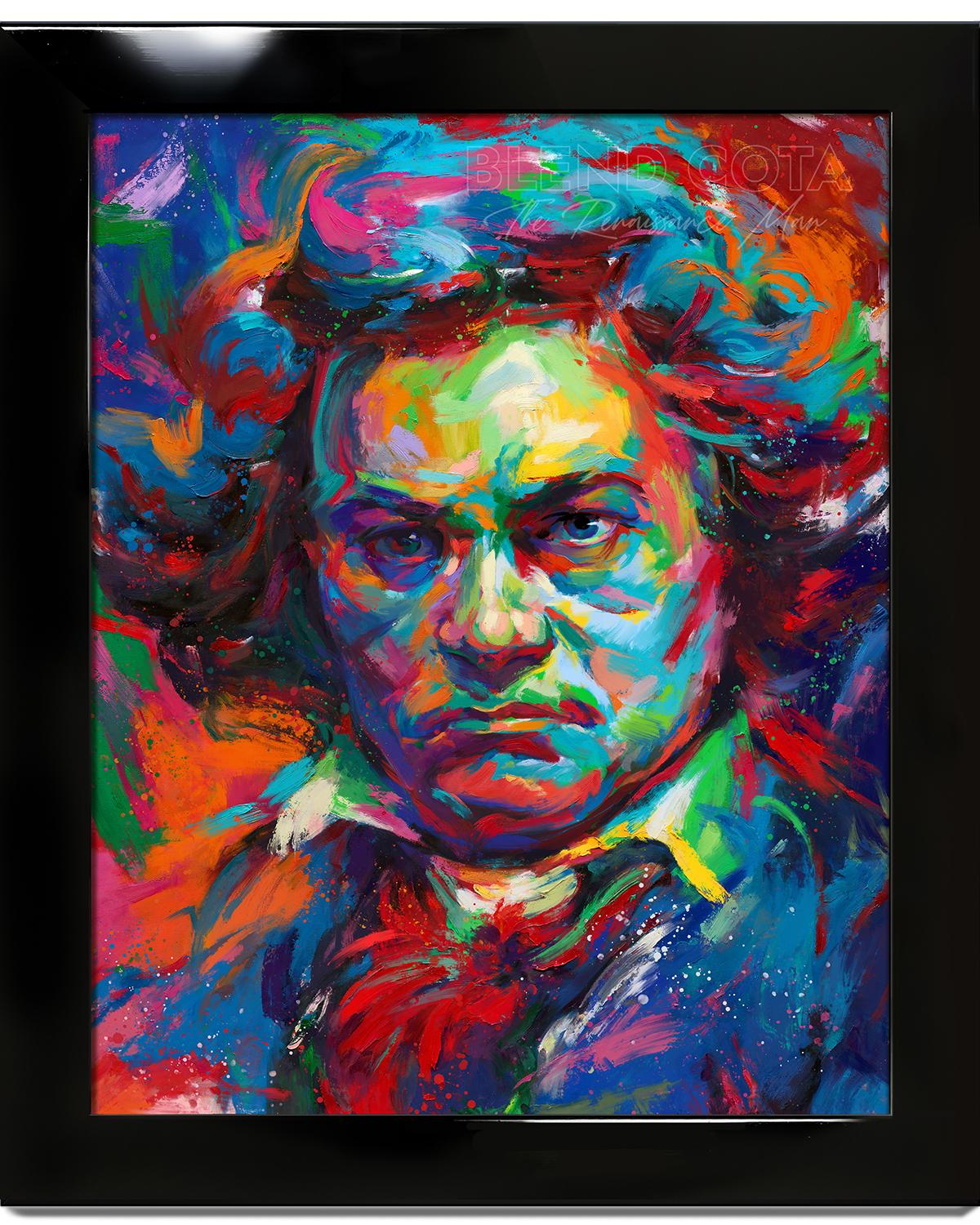 Beethoven - Peinture à l'huile originale sur toile - Painting de Blend Cota
