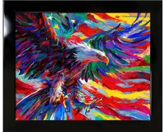 Aigle - Peinture originale à l'huile sur toile