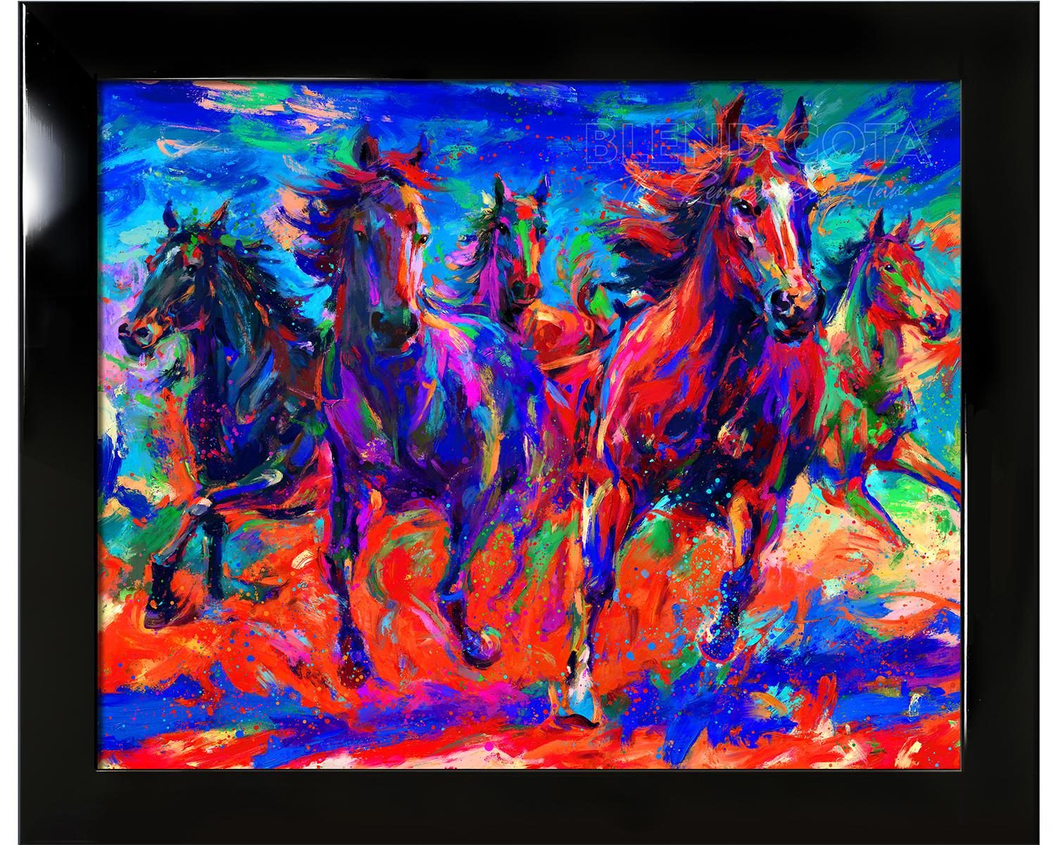 Blend Cota Portrait Painting - Gallop of the Wild - Original oil on canvas painting