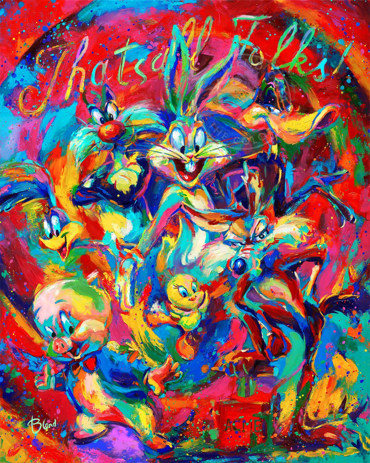 Blend Cota Abstract Painting - Looney Tunes - That's All Folks
