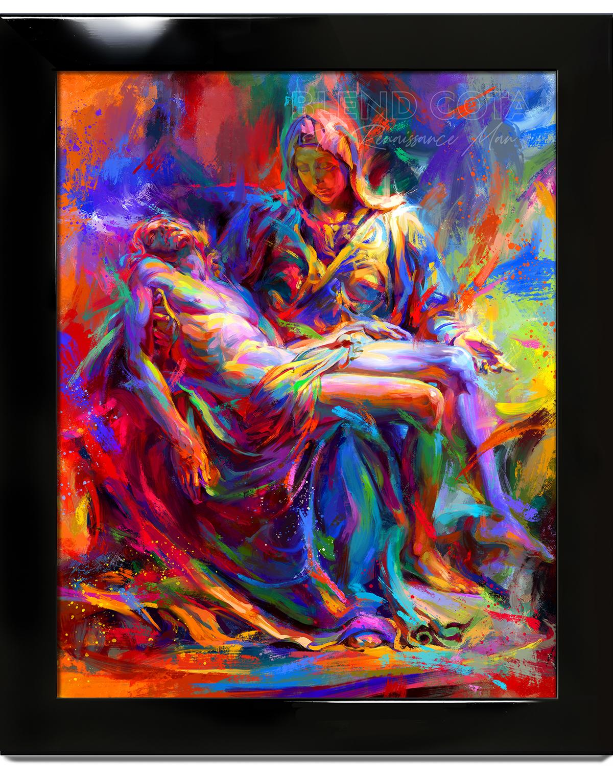 The Colors of Pieta - Original oil on canvas painting - Painting by Blend Cota