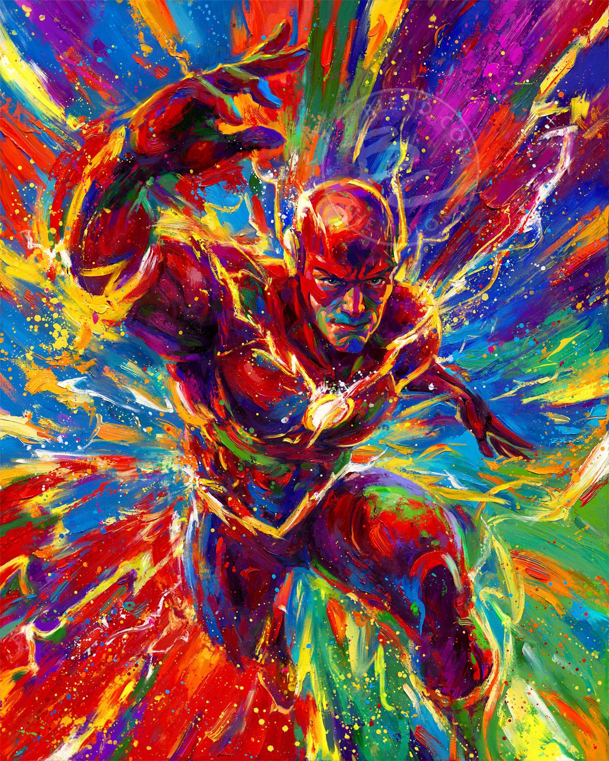 The Flash – Gemälde in Öl auf Leinwand – von Blend Cota