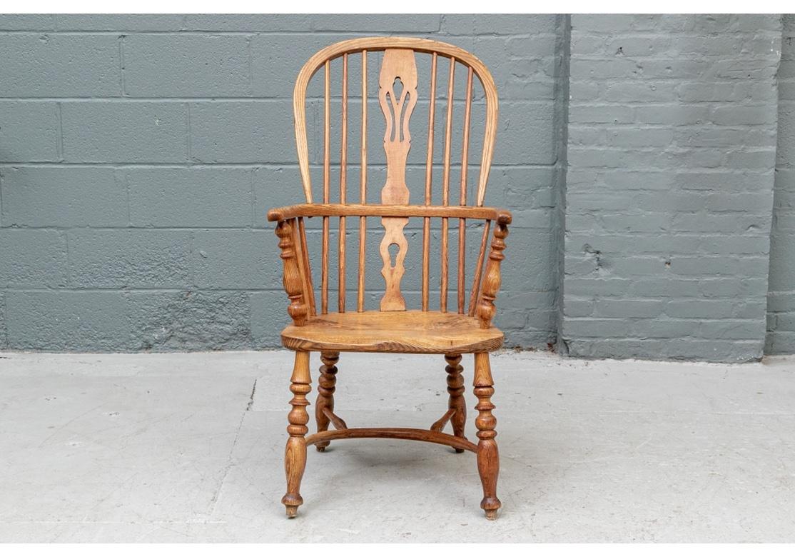 20th Century Blended Set of 8 Complimentary Semi Antique Hardwood Windsor Armchairs For Sale