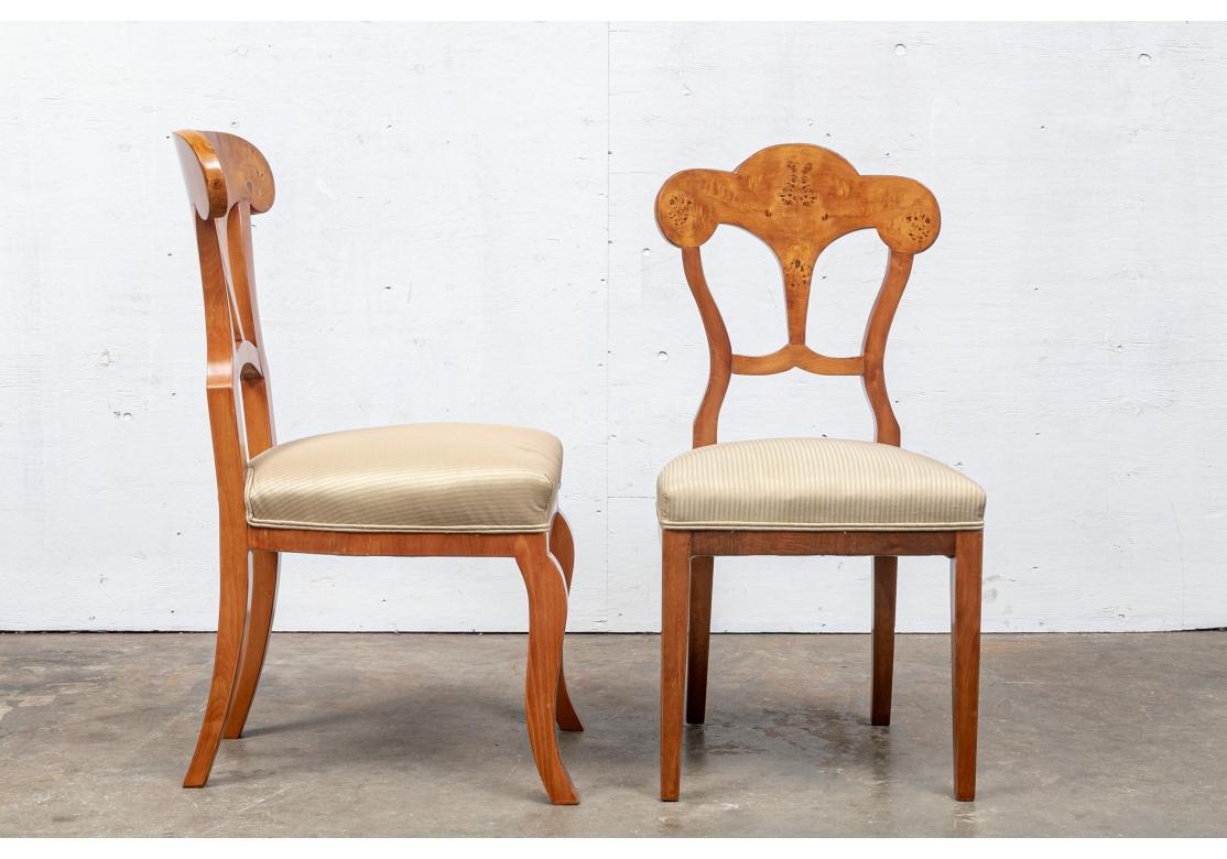 Wood Blended Set Of 8 Fine Biedermeier Style Dining Room Chairs