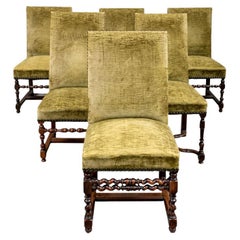 Blended Set Of Six 18th Century Velvet Jacobean Style Chairs for Restoration