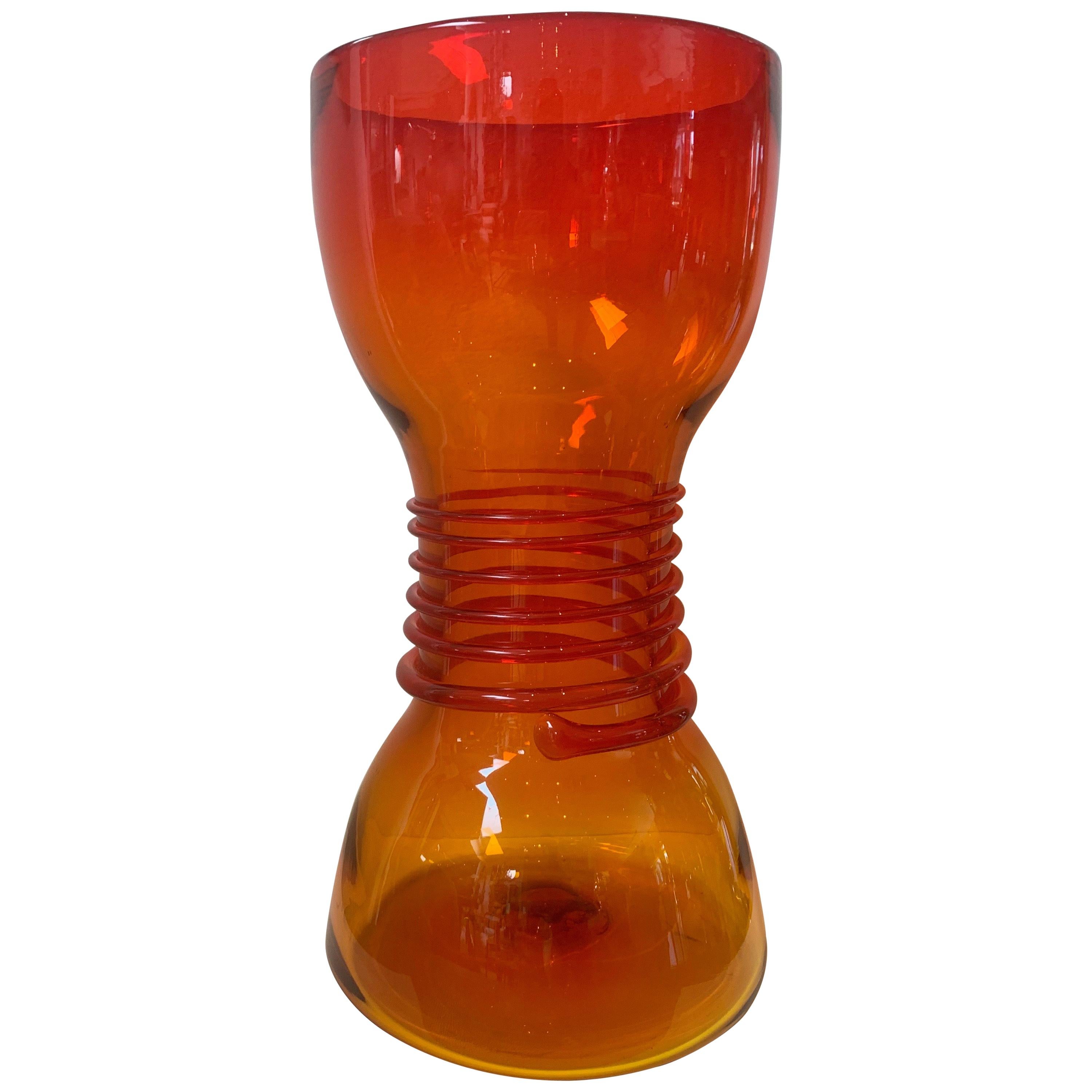 Blenko Art Red Glass Vase, 1960's