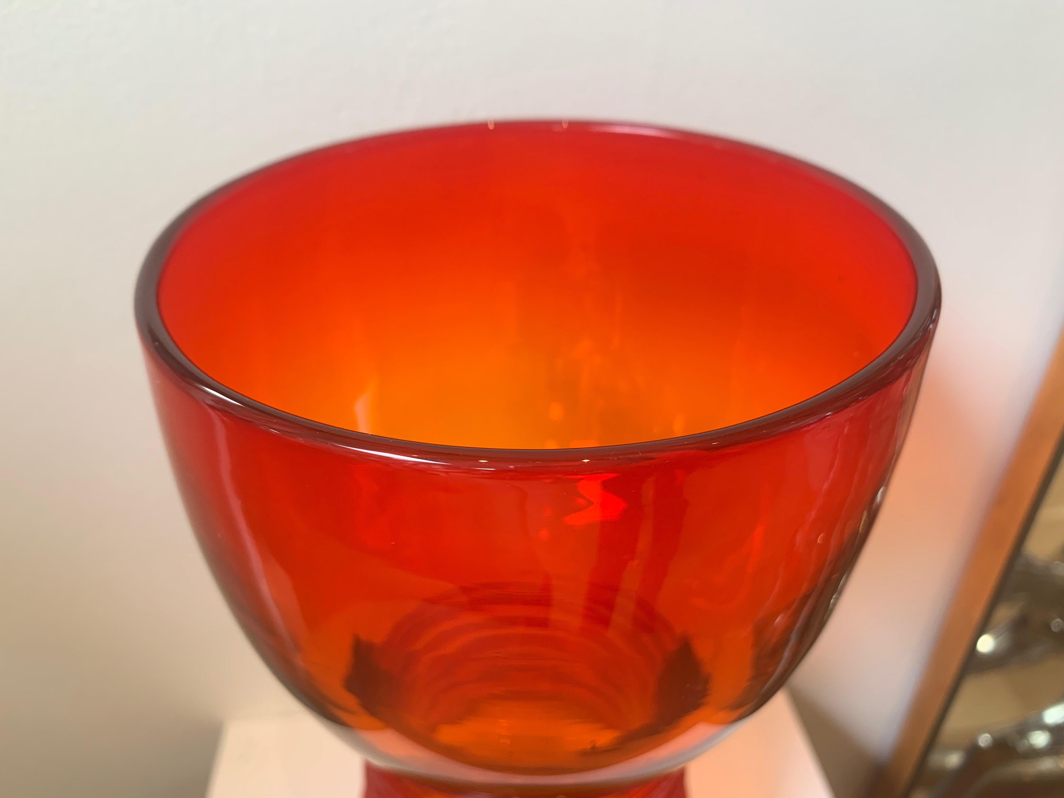 Blenko 1960s Art Red Glass Vase 
13.5
