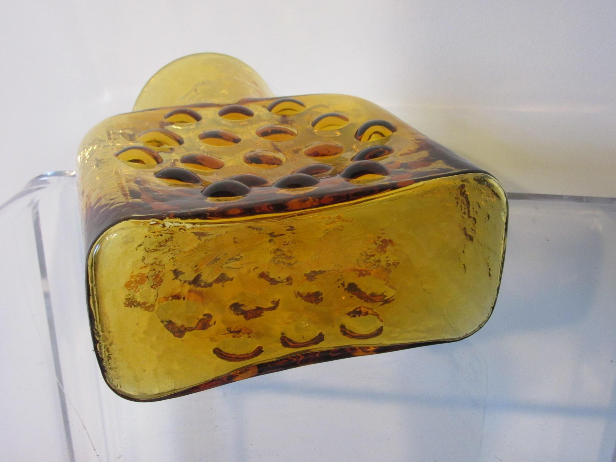 Mid-Century Modern Blenko Amber Glass Water Vessel 