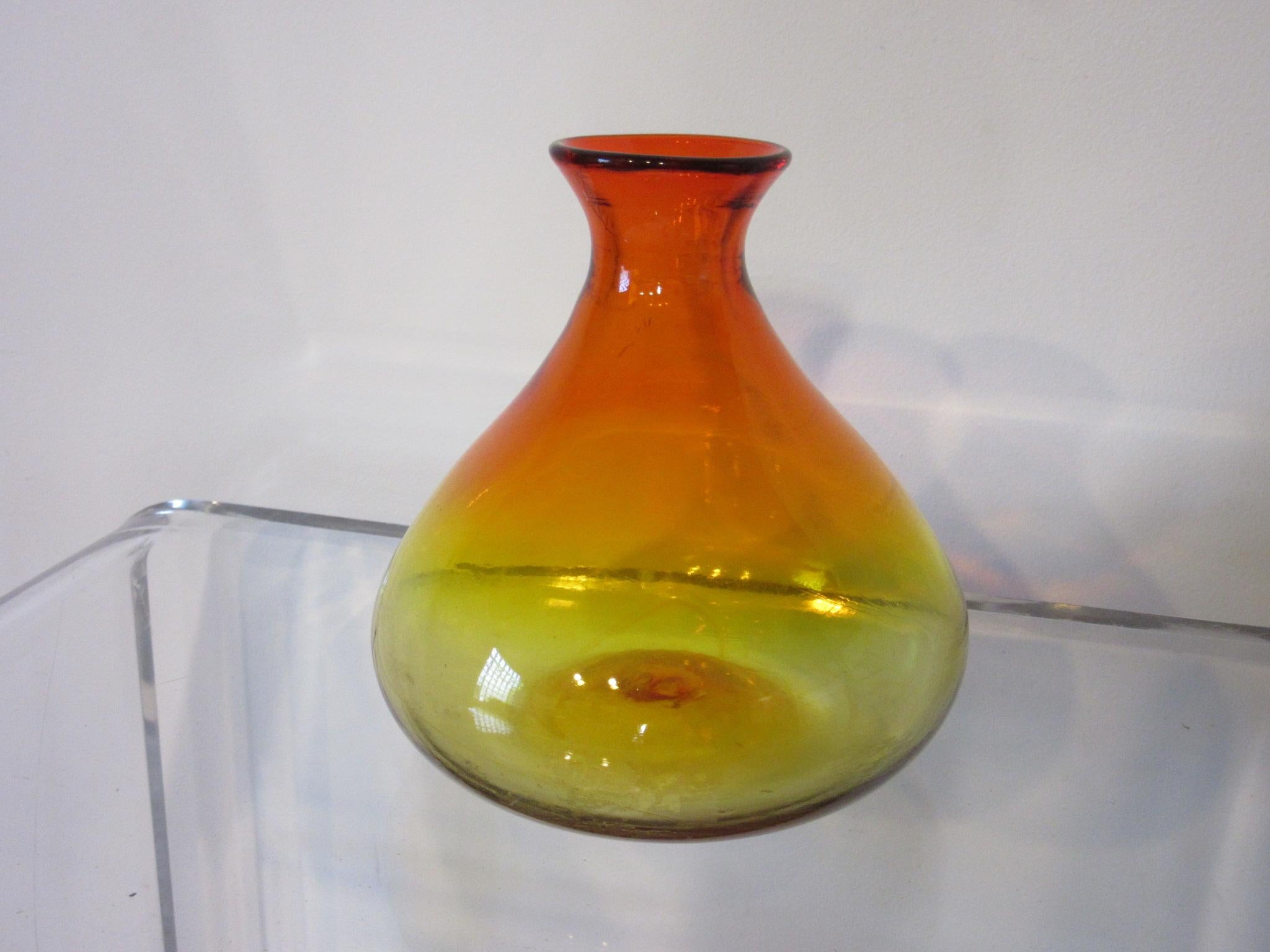 Blenko Amber / Red Vase by Joel Meyer 