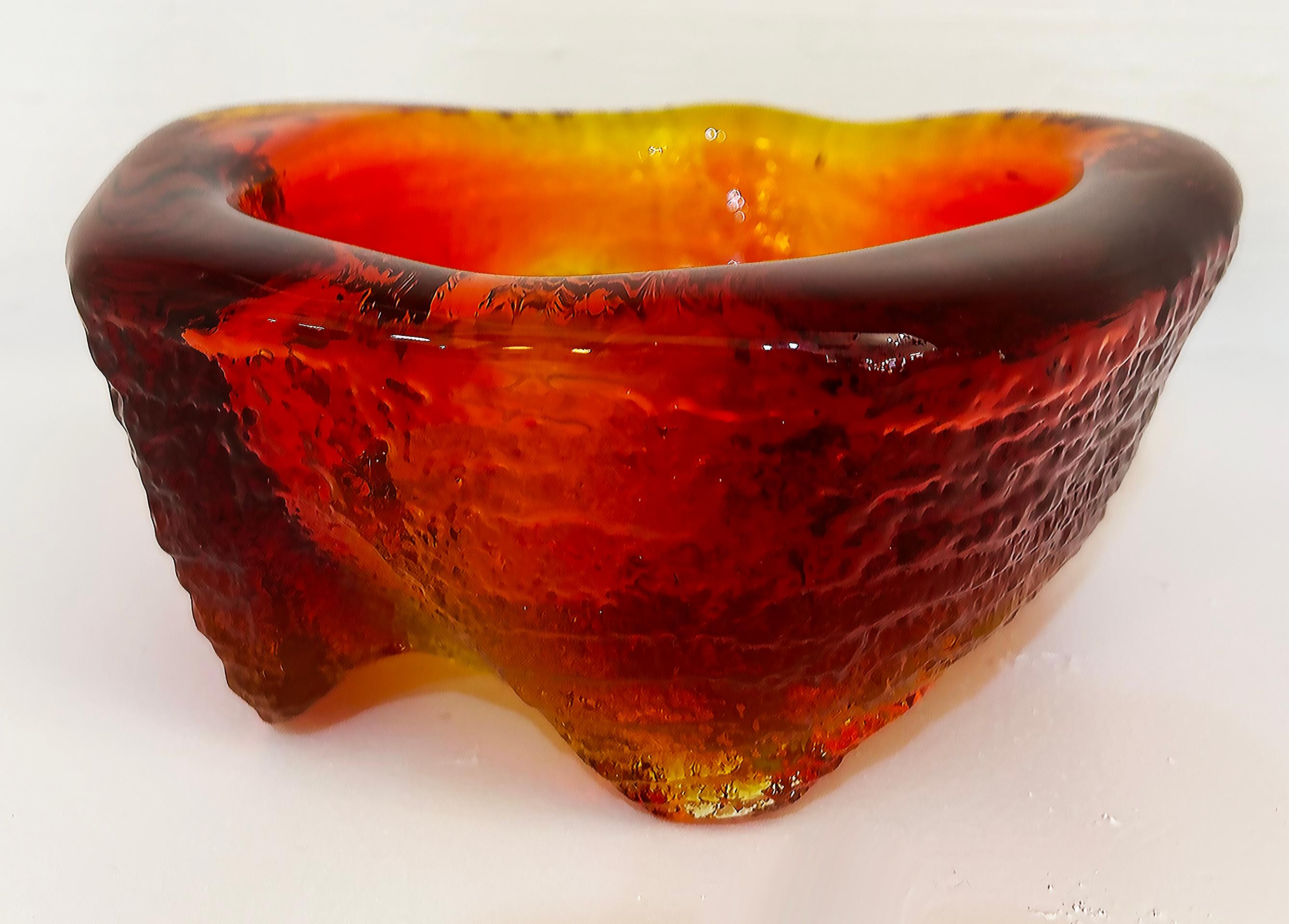 Mid-Century Modern Bol « Bear Claw » Blenko Amberina Don Shepherd Glass  en vente