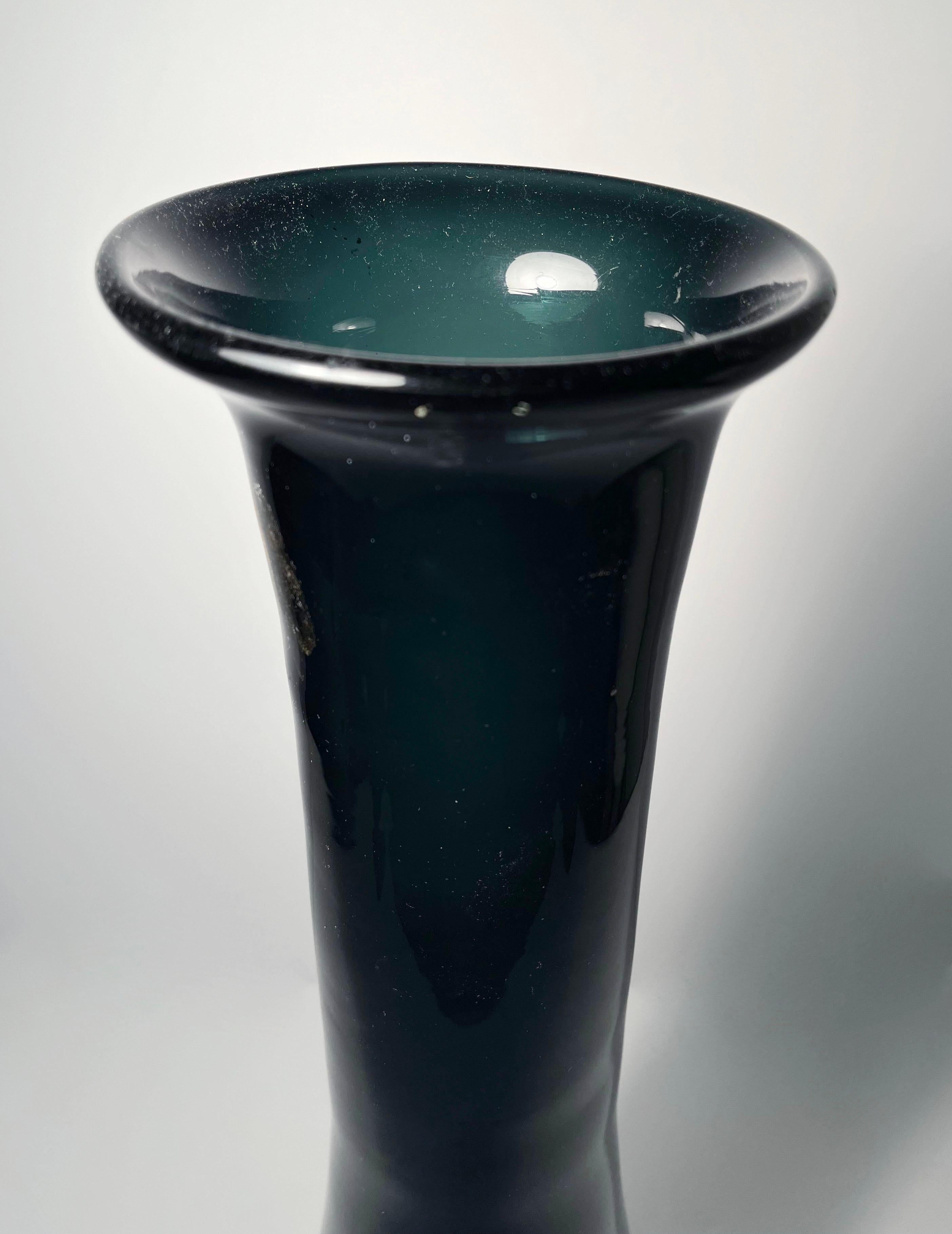 Art Glass Blenko Architectural Glass Vase Model 5415 in Charcoal by Wayne Husted For Sale