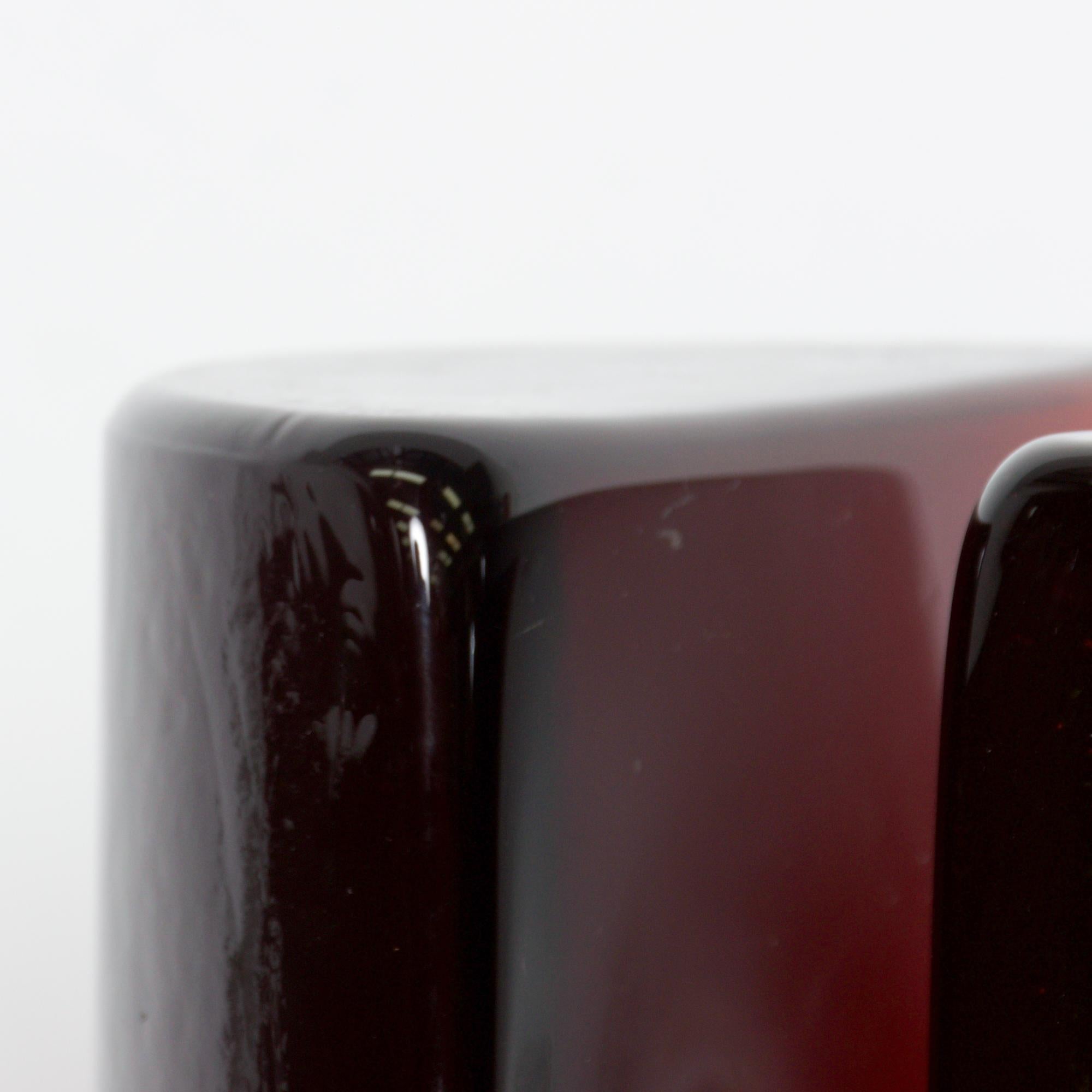 Late 20th Century BLENKO Art Glass Modern Half Moon Bookends Dark Amber 1970s USA