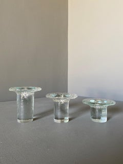 Blenko Art Glass Mushroom Candlesticks, circa 1975