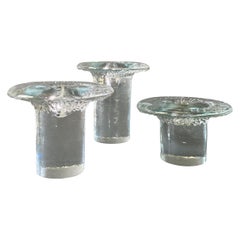 Blenko Art Glass Mushroom Candlesticks, circa 1975