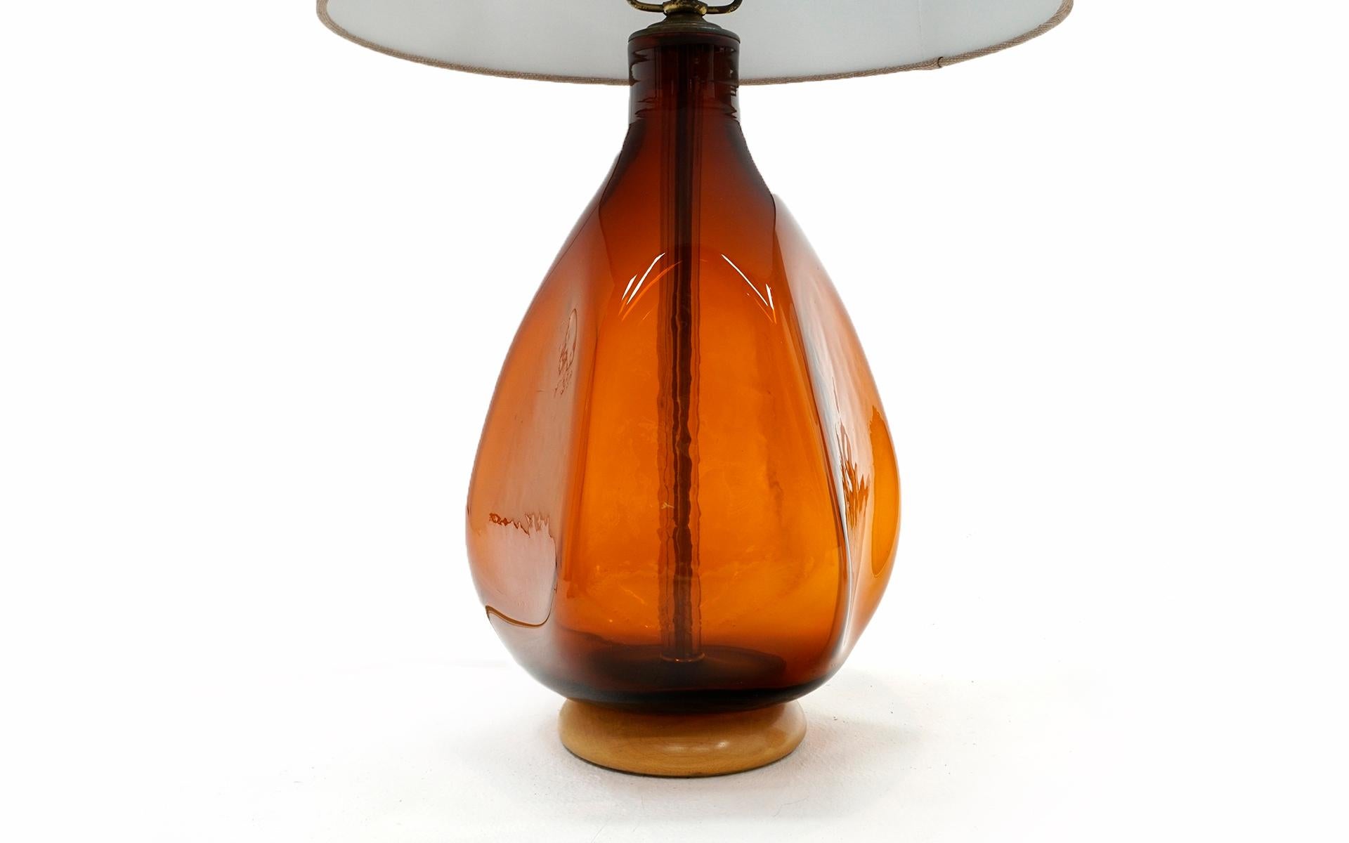 American Blenko Art Glass Table Lamps with Original Glass Finials