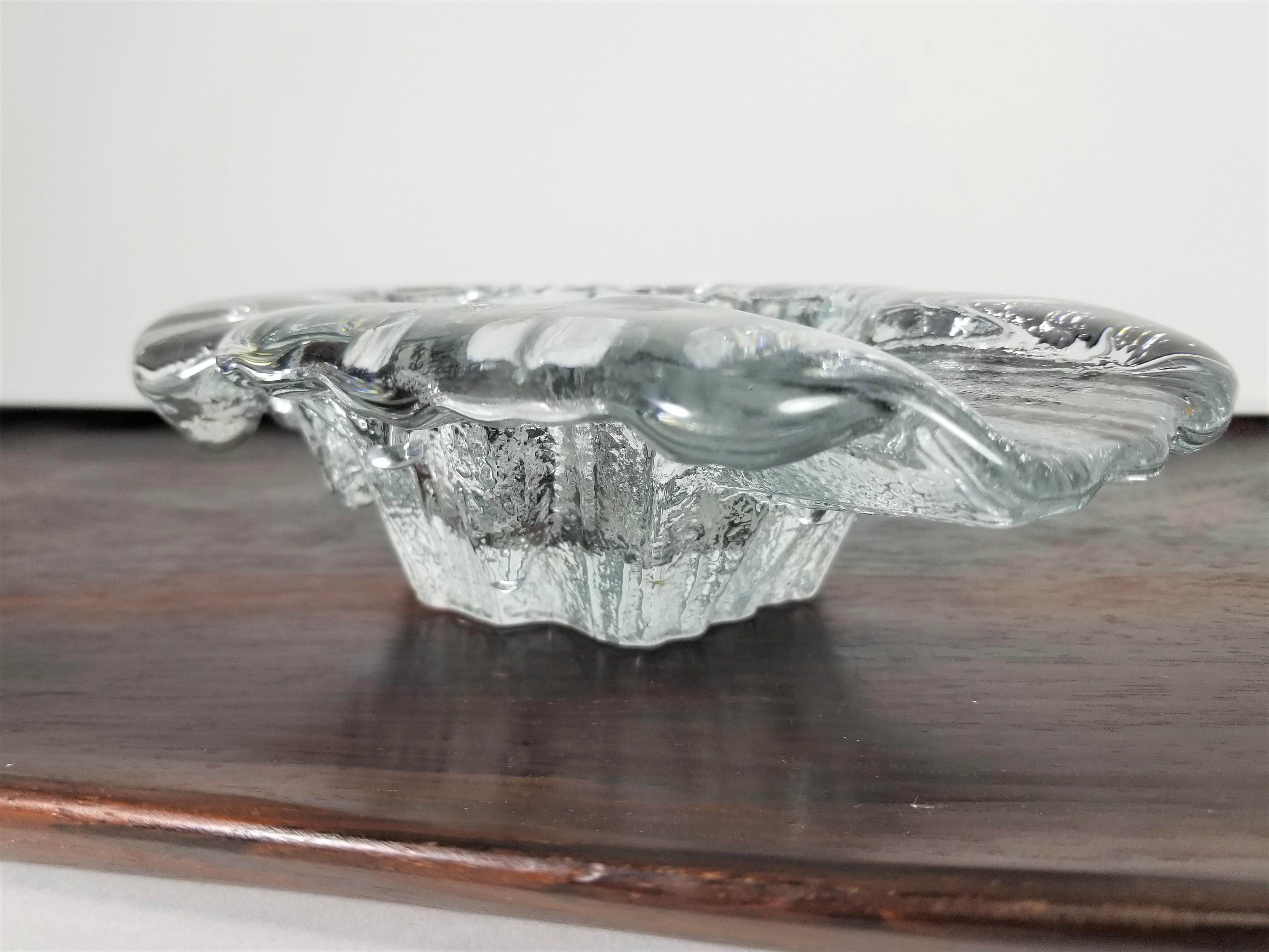 Blenko Ashtray 1960s Midcentury Brutalist Glass For Sale 1